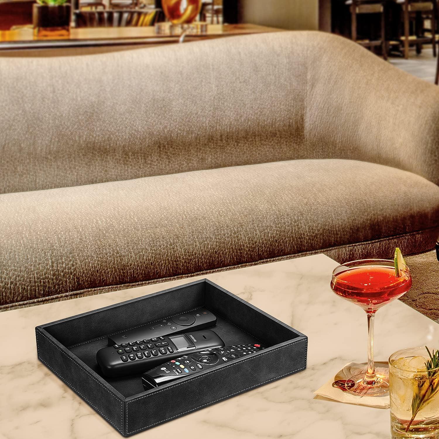 Bandeja Organizador de Escritorio SITHON de Cuero PU Negra