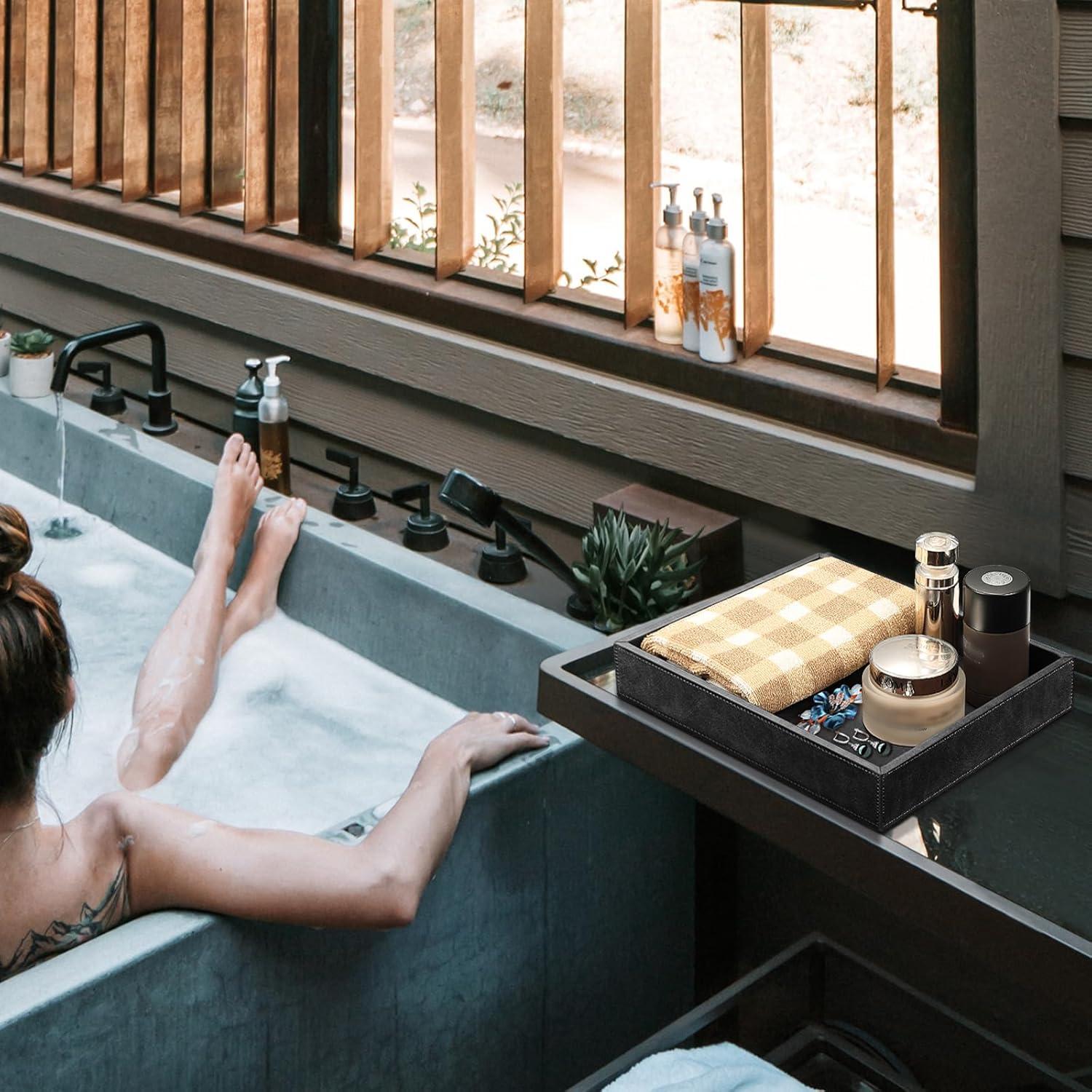 Bandeja Organizador de Escritorio SITHON de Cuero PU Negra