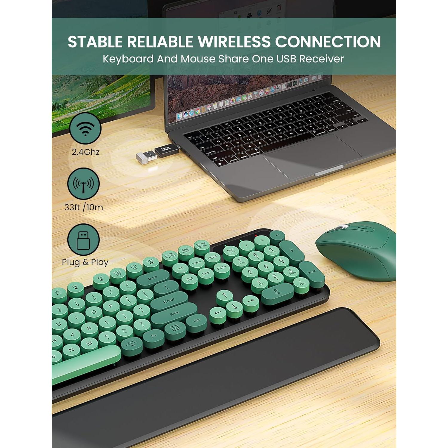 Combo Teclado y Ratón Inalámbrico Trueque KC303 Retro