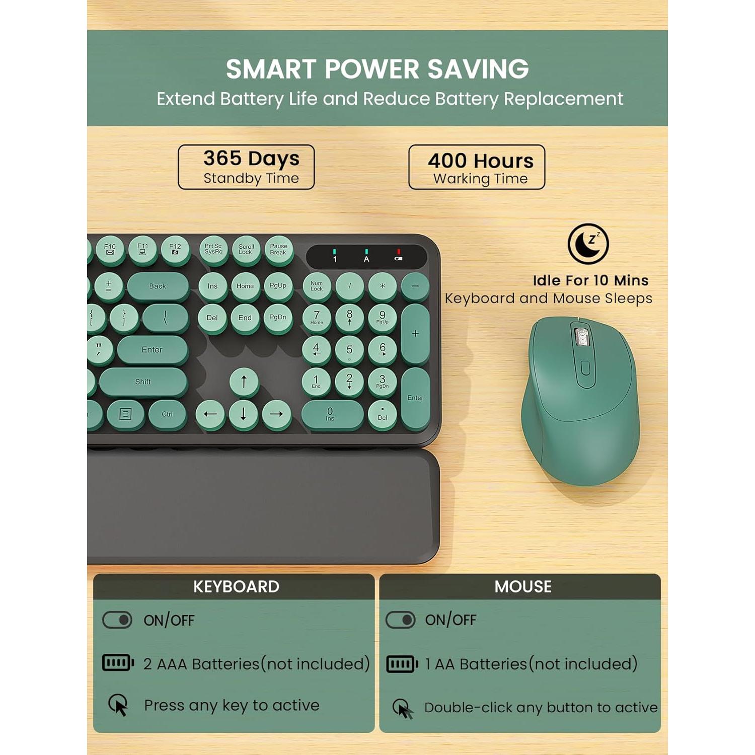 Combo Teclado y Ratón Inalámbrico Trueque KC303 Retro