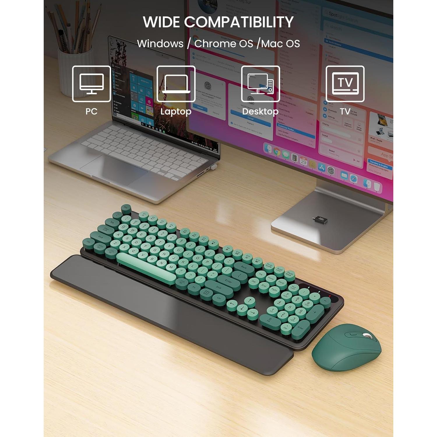 Combo Teclado y Ratón Inalámbrico Trueque KC303 Retro