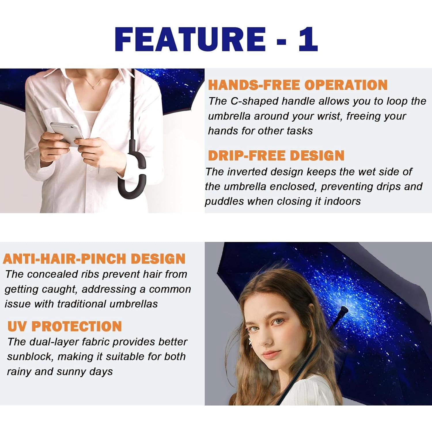 Paraguas Invertido SIEPASA 124 cm Doble Capa Ventilado