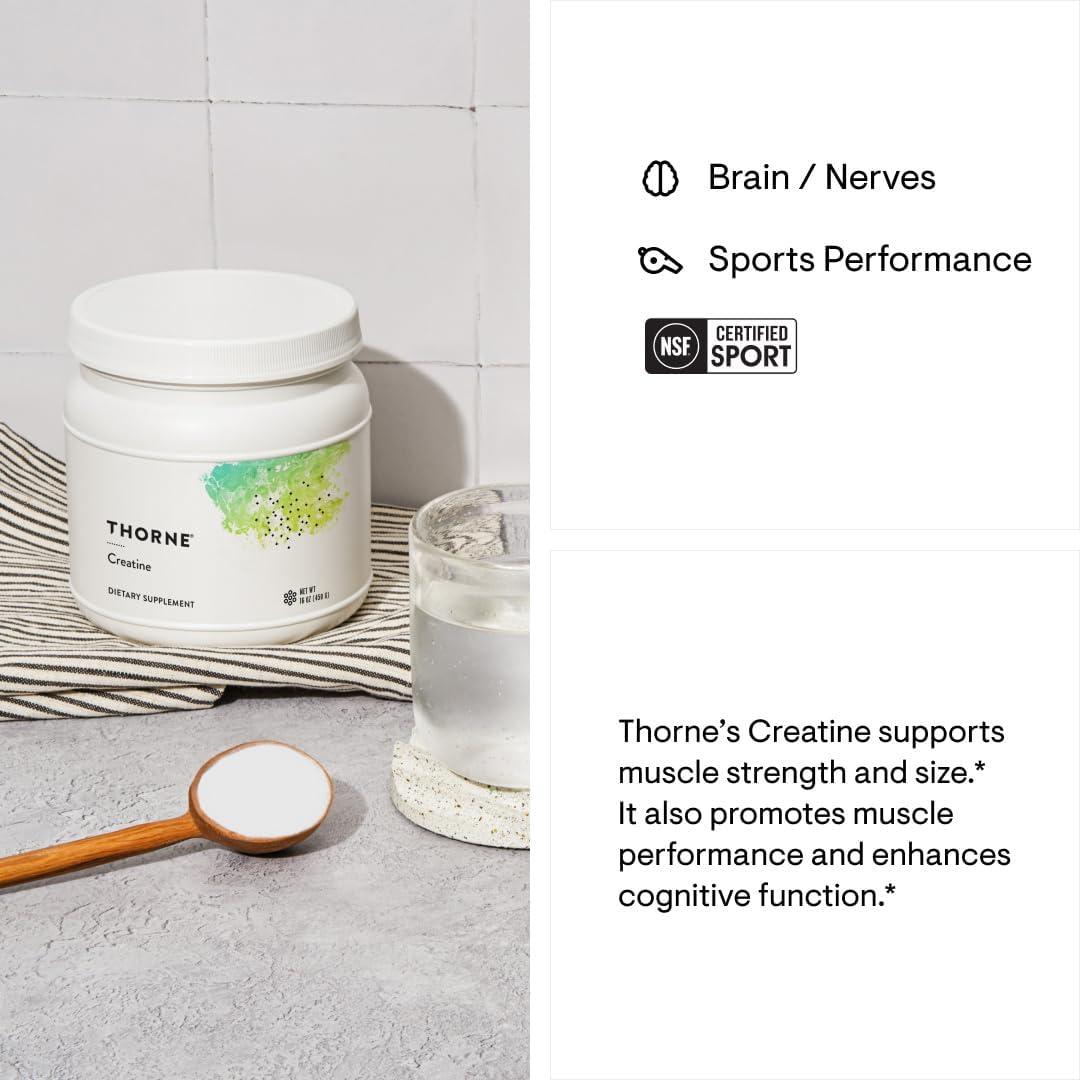 Creatina Monohidrato Thorne 453.6 g - Apoyo Muscular y Energía