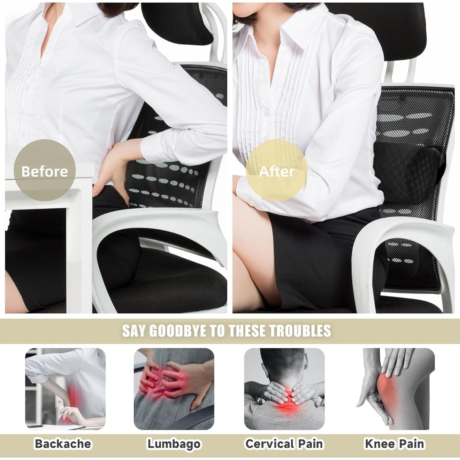 Almohada de Rollo Lumbar Coceyese 38.1x10.9 cm Negro