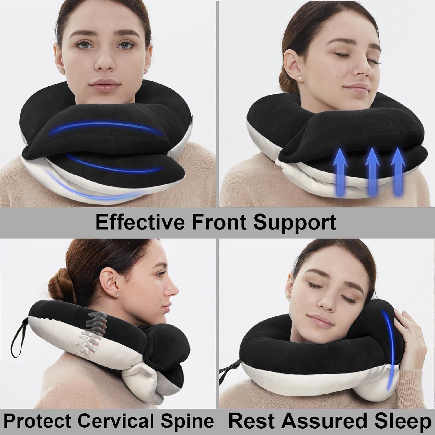 Almohada de Viaje Ergonomica BUYUE para Cuello Adulto Negra