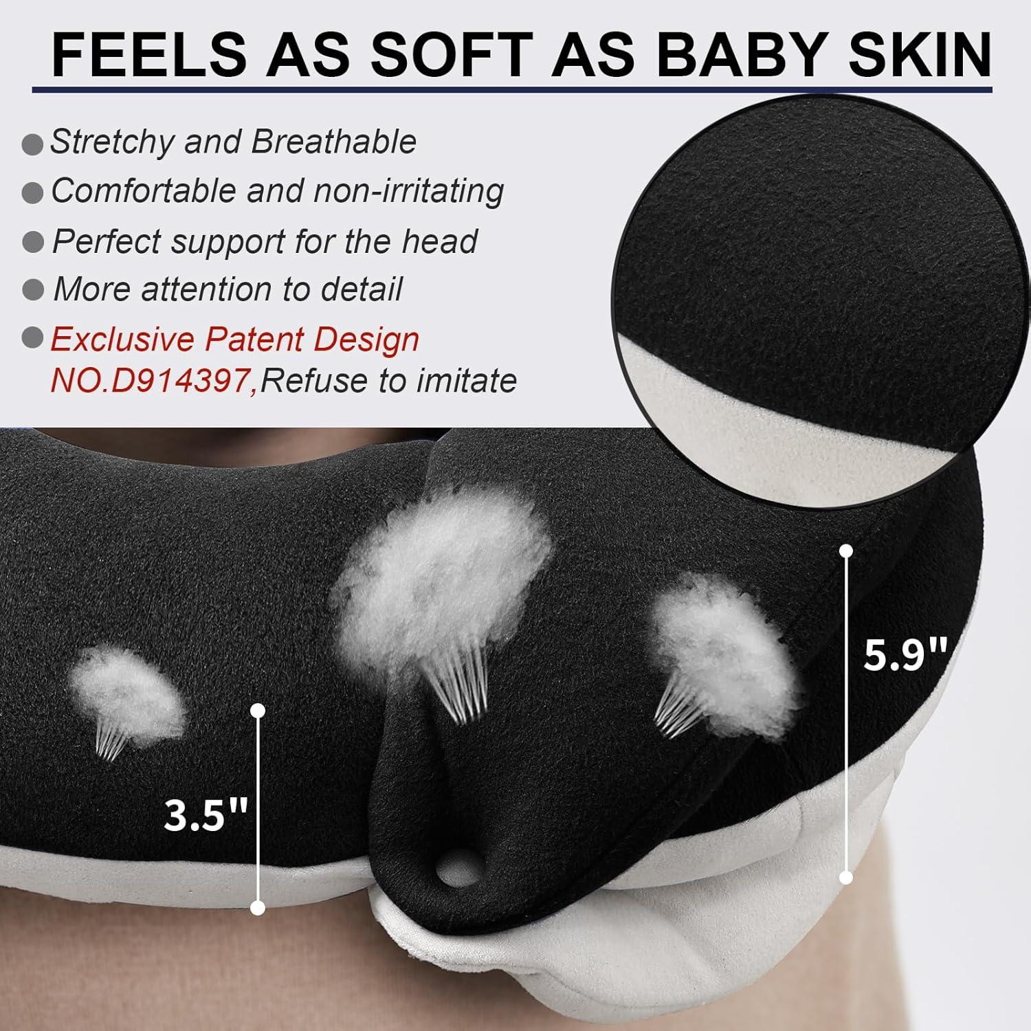 Almohada de Viaje Ergonomica BUYUE para Cuello Adulto Negra