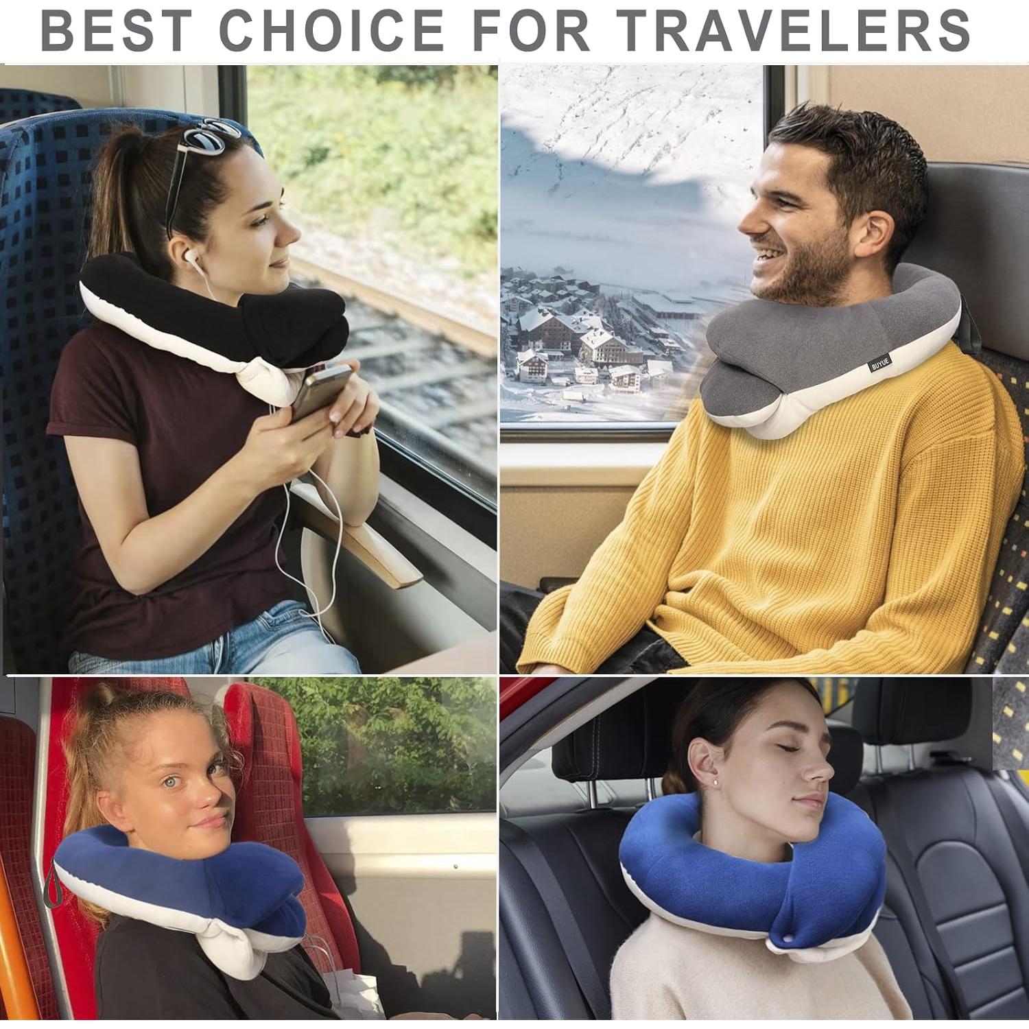 Almohada de Viaje Ergonomica BUYUE para Cuello Adulto Negra