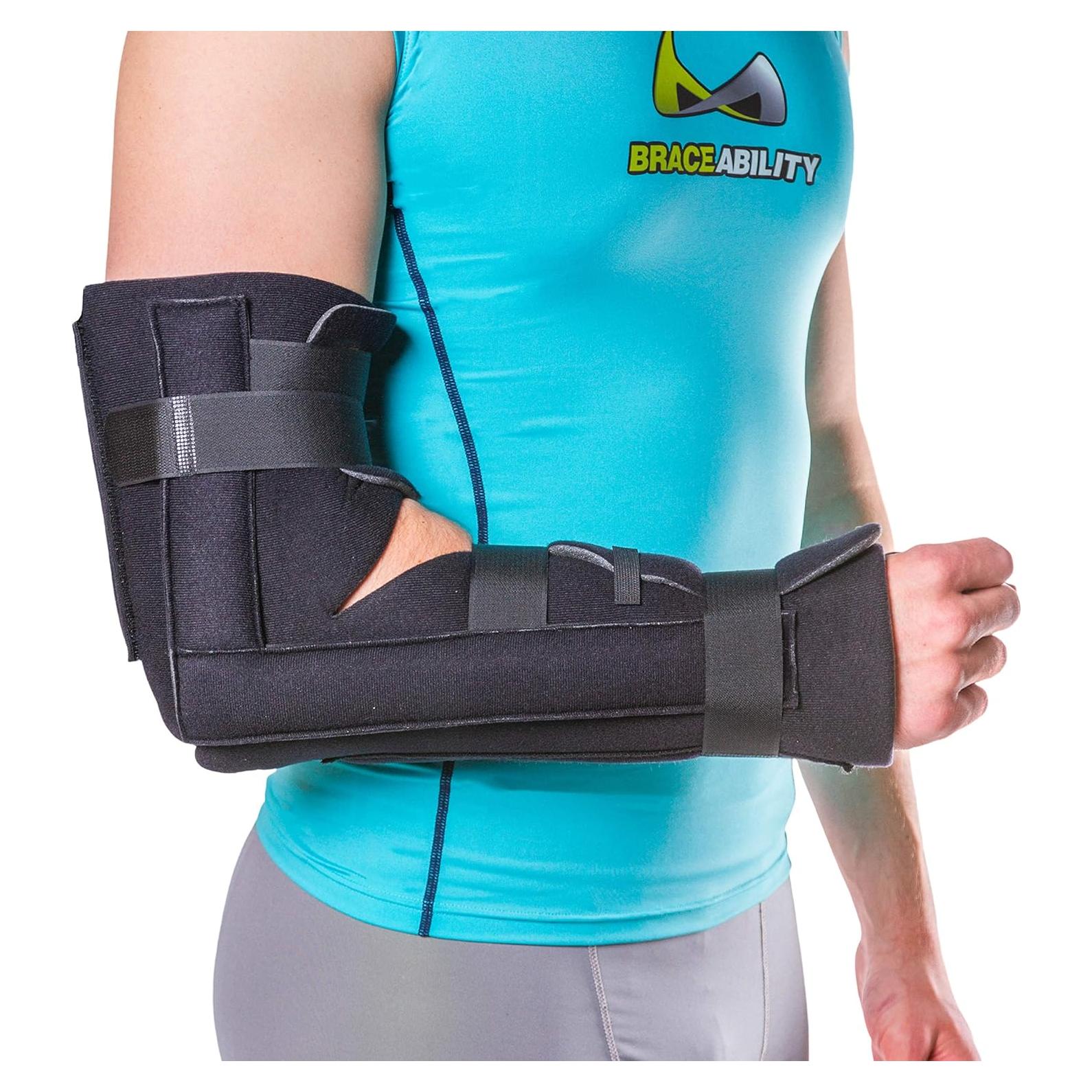 Inmovilizador de Codo BraceAbility S/M | Férula Suave para Fracturas