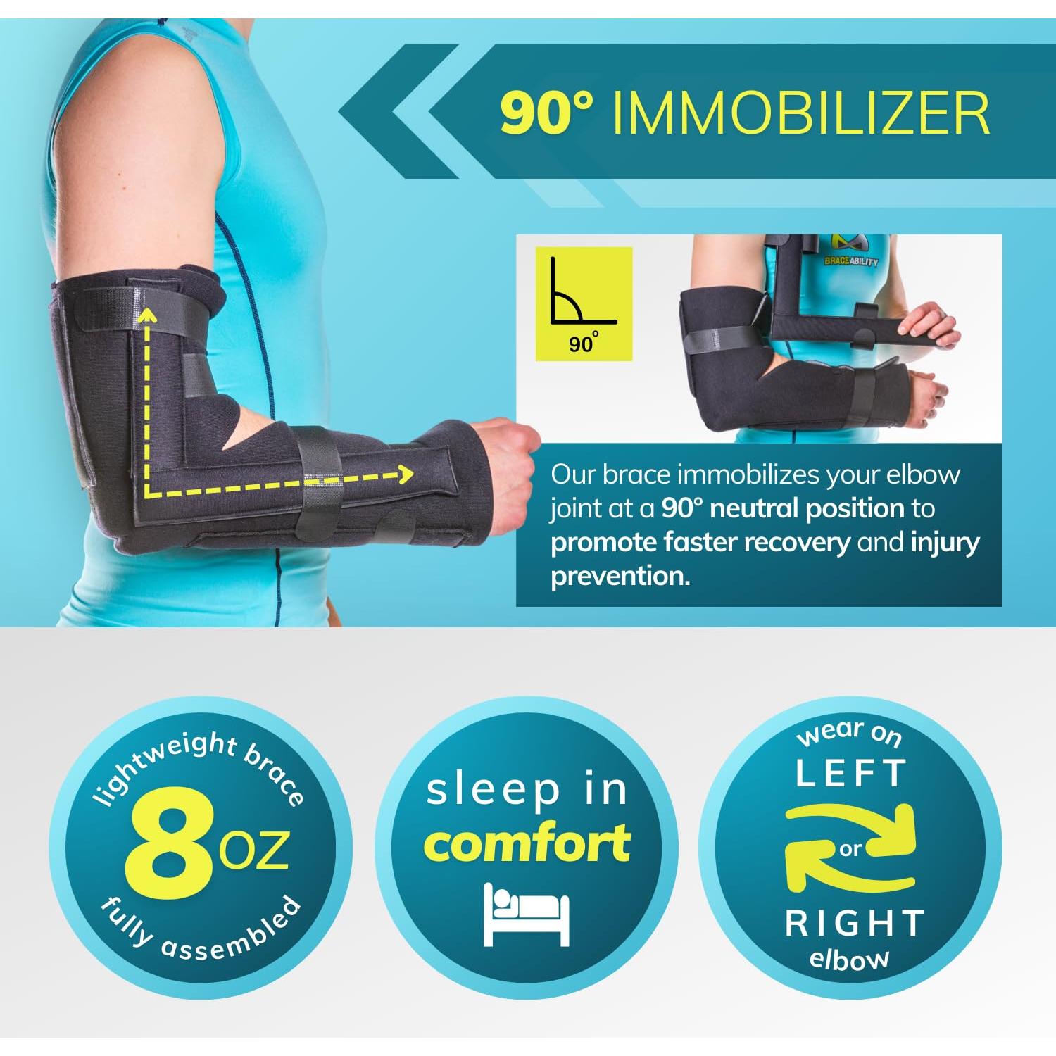 Inmovilizador de Codo BraceAbility S/M | Férula Suave para Fracturas