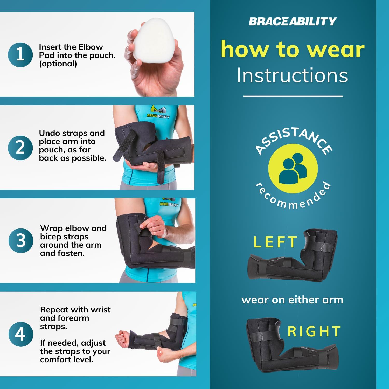 Inmovilizador de Codo BraceAbility S/M | Férula Suave para Fracturas