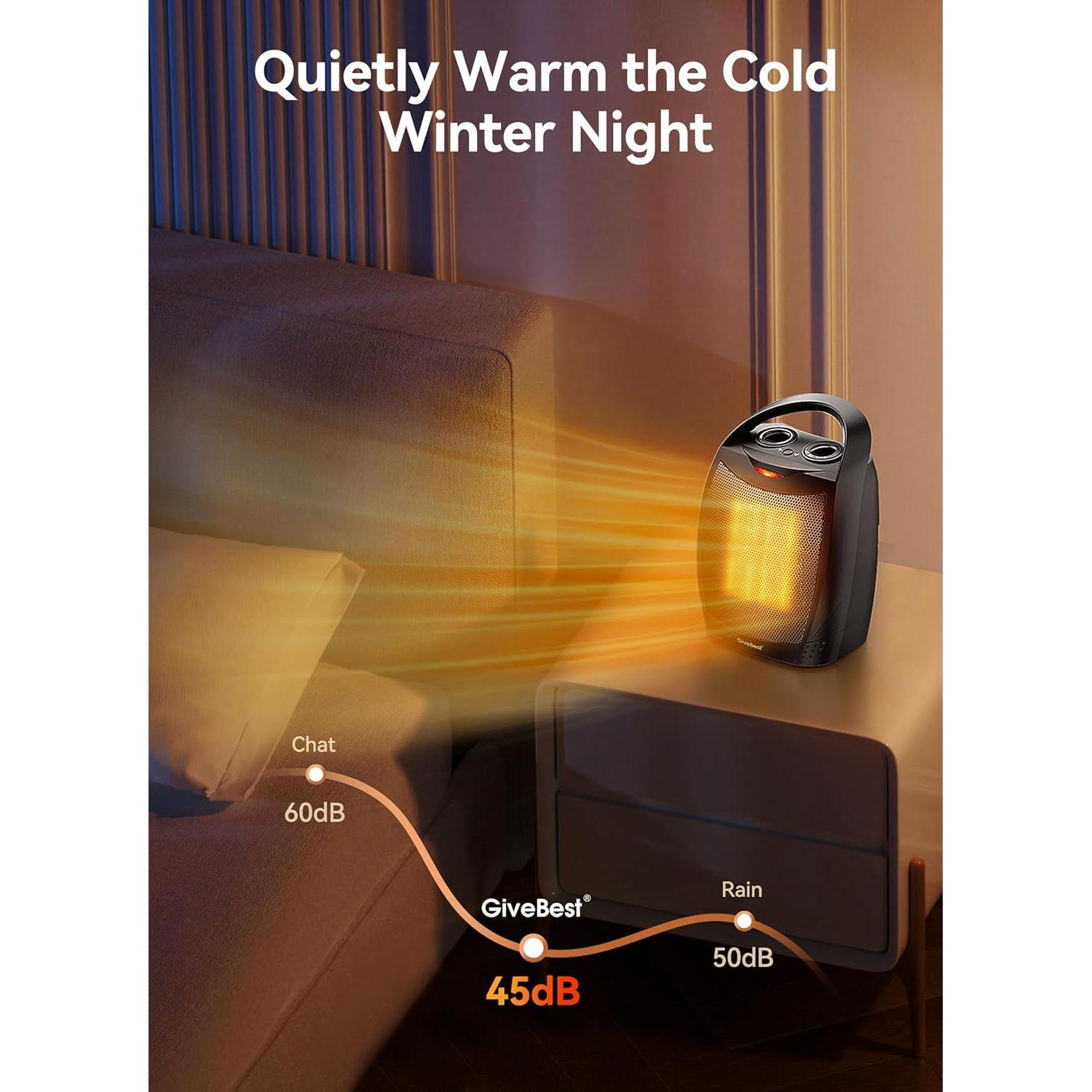 Calentador Eléctrico Portátil GiveBest PTC-SH905S 1500W Negro