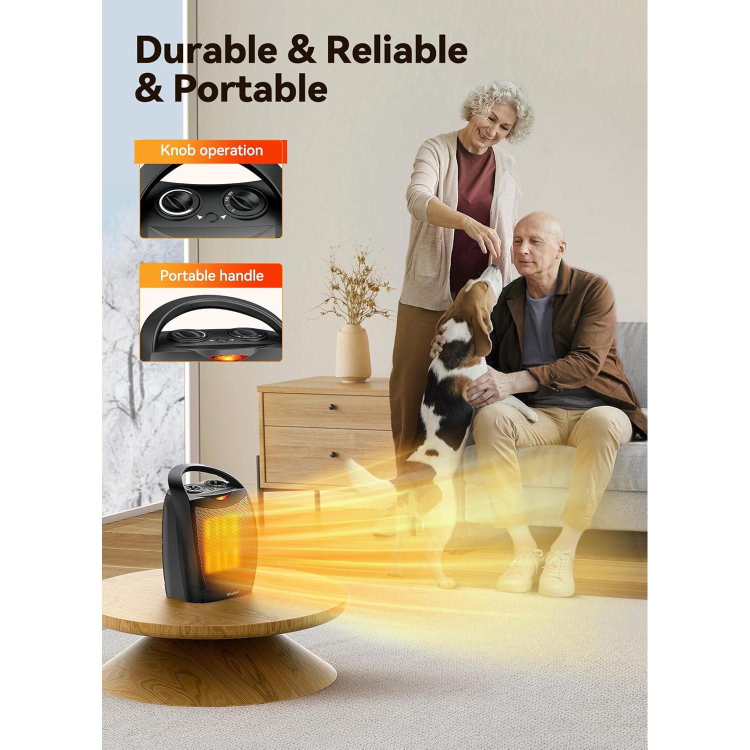 Calentador Eléctrico Portátil GiveBest PTC-SH905S 1500W Negro