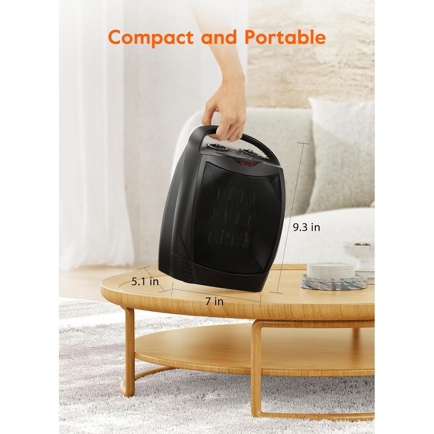 Calentador Eléctrico Portátil GiveBest PTC-SH905S 1500W Negro