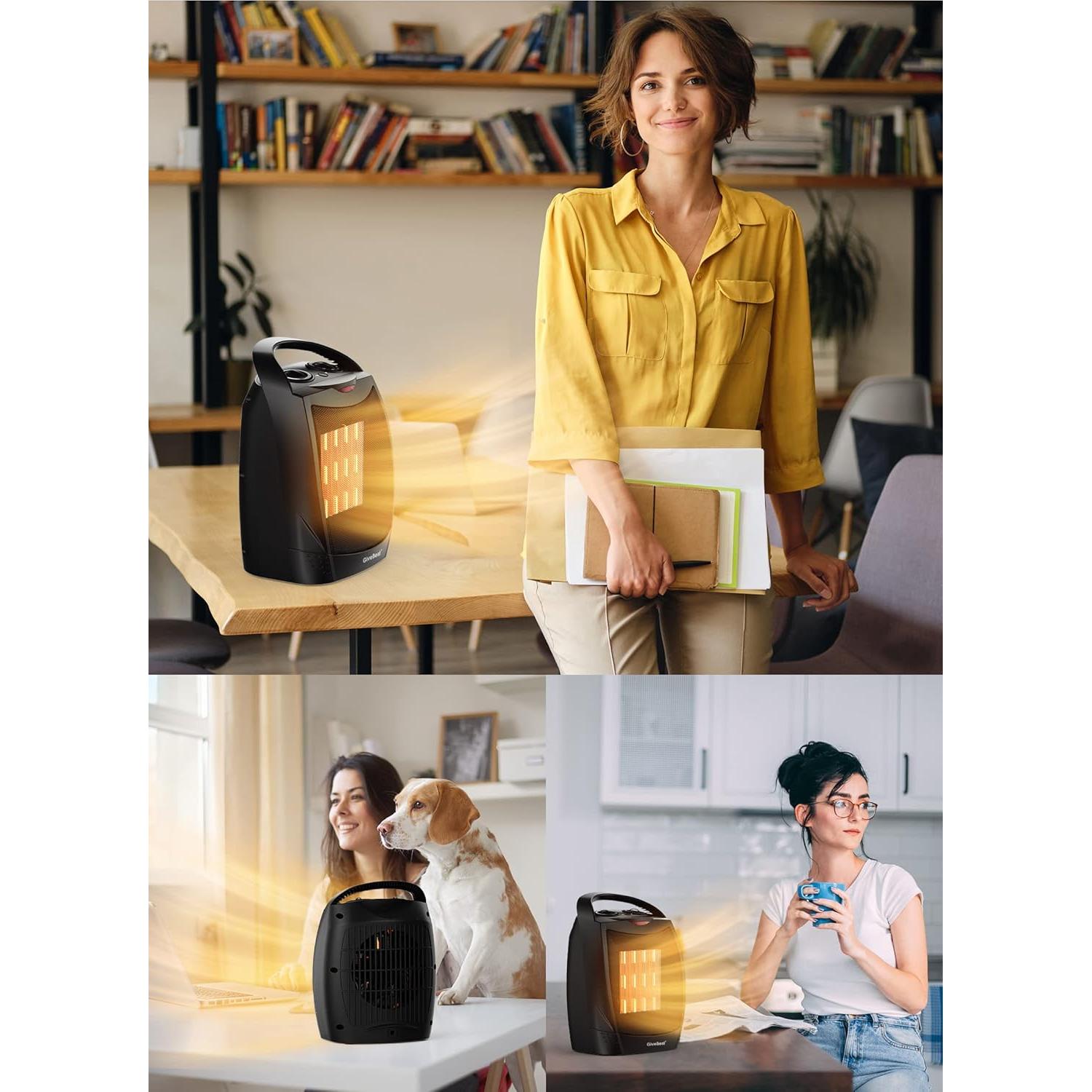 Calentador Eléctrico Portátil GiveBest PTC-SH905S 1500W Negro