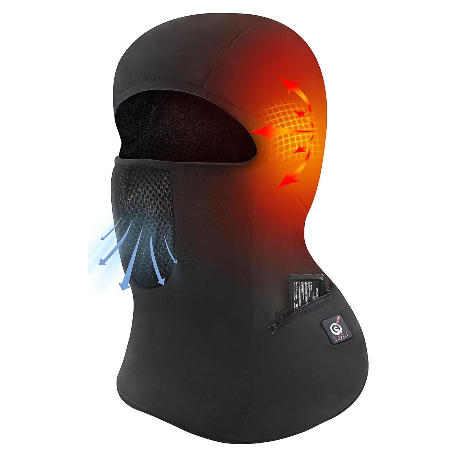 Pasamontañas Calentado Unisex Negro con Batería Recargable
