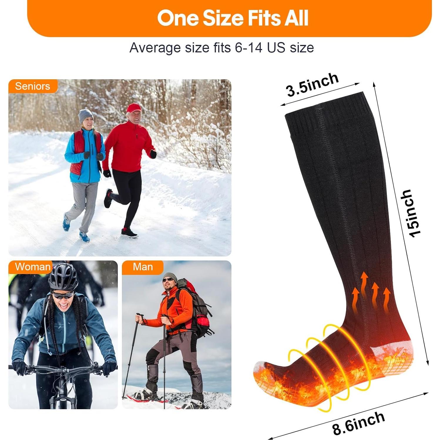 Calcetines Calentados ZUOYI Unisex 5000mAh 4 Niveles Gris/Negro