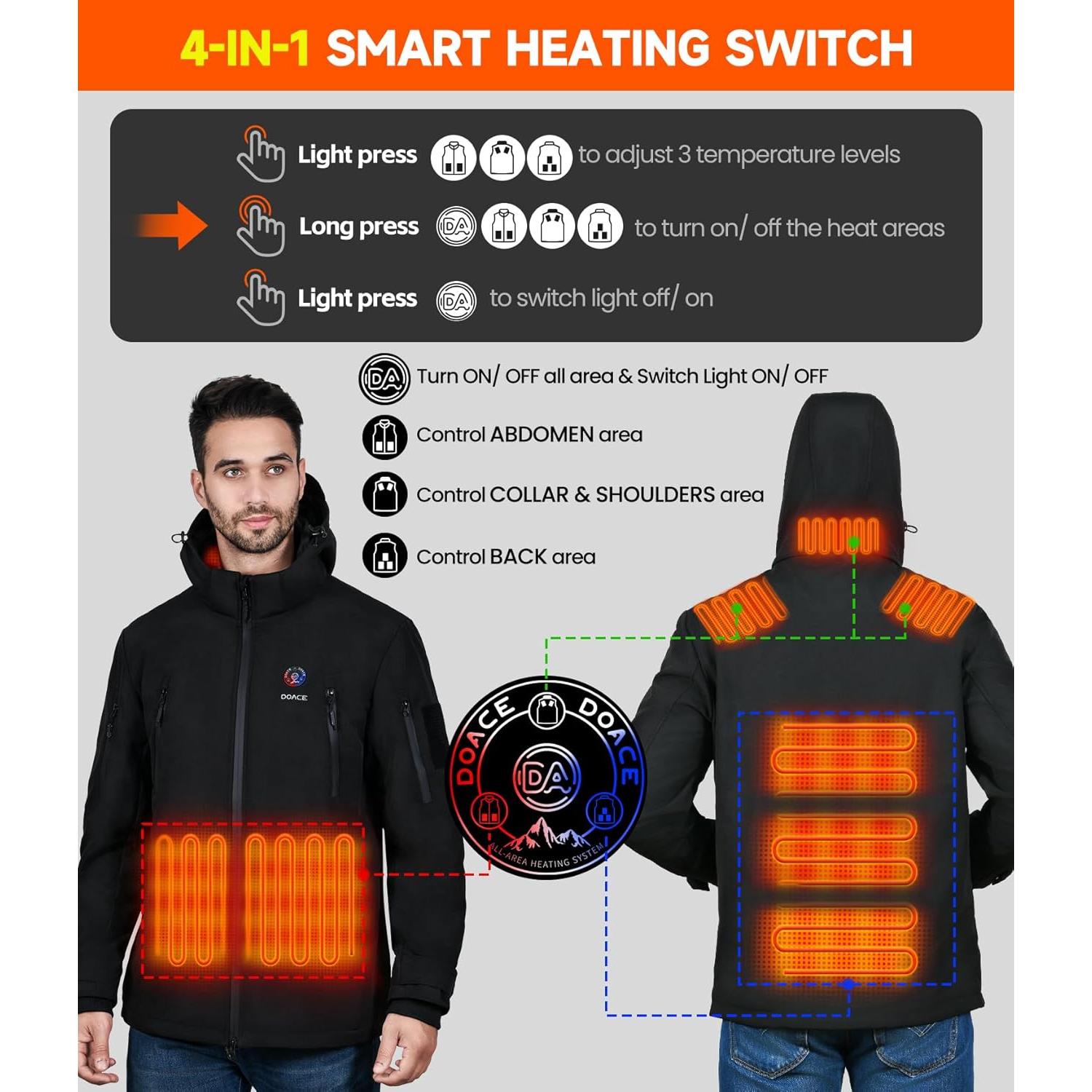 Chaqueta Térmica DOACE 12V Unisex con Batería 14400mAh