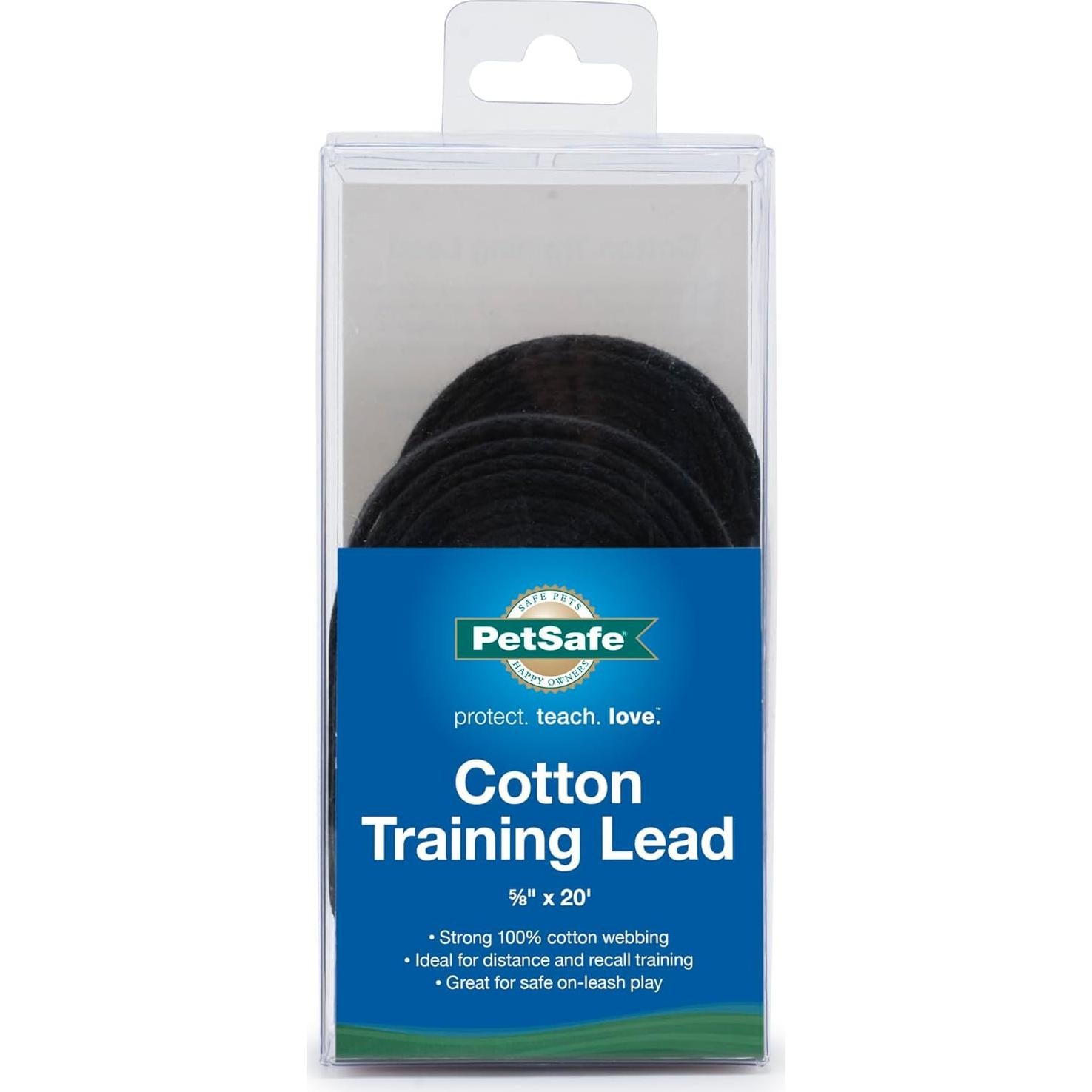 Correa de Entrenamiento Algodón PetSafe 1.6 cm x 6 m Negra