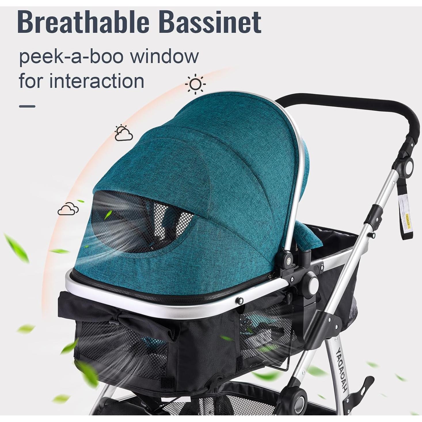 Cochecito 2 en 1 Hagaday Azul Reversible Plegable