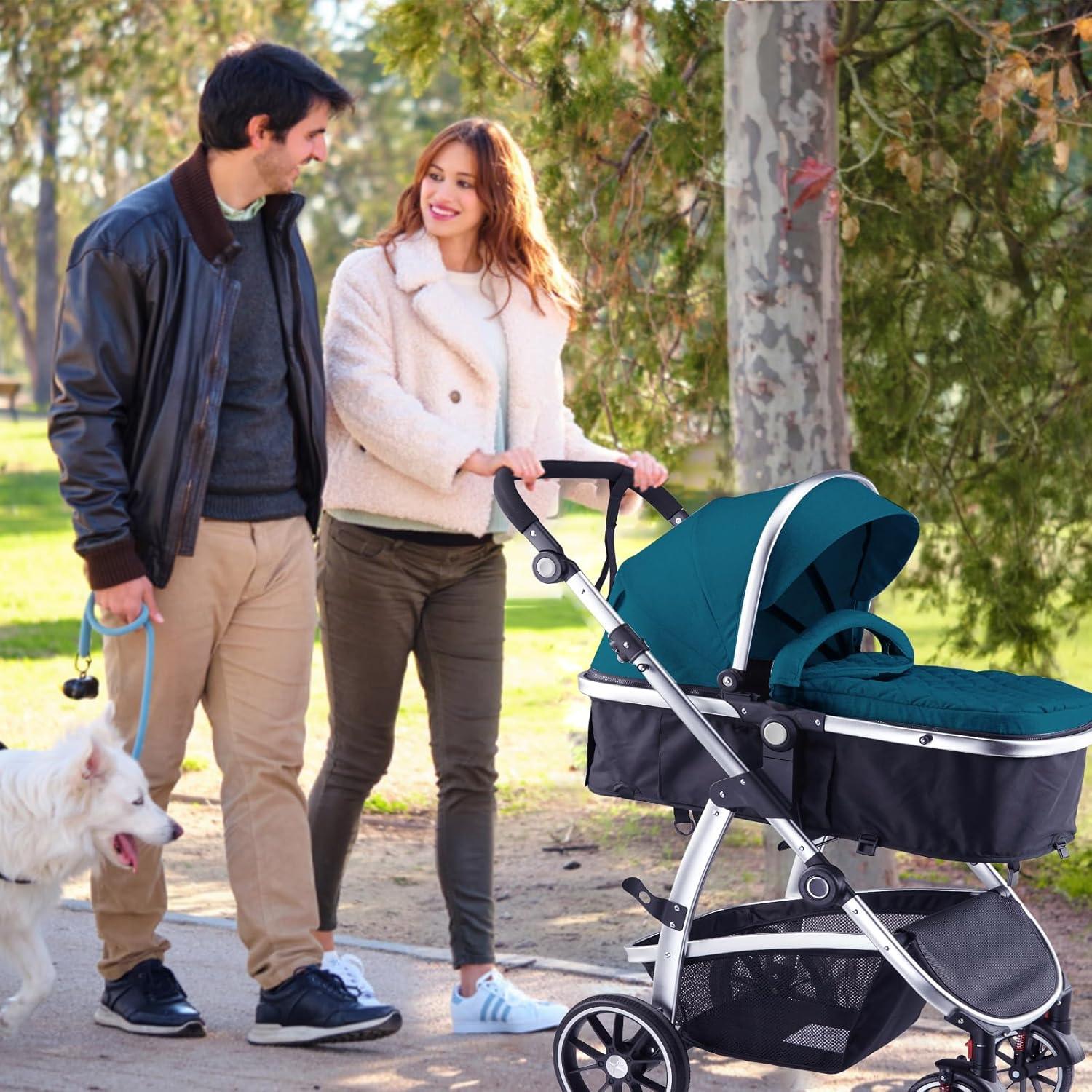 Cochecito 2 en 1 Hagaday Azul Reversible Plegable