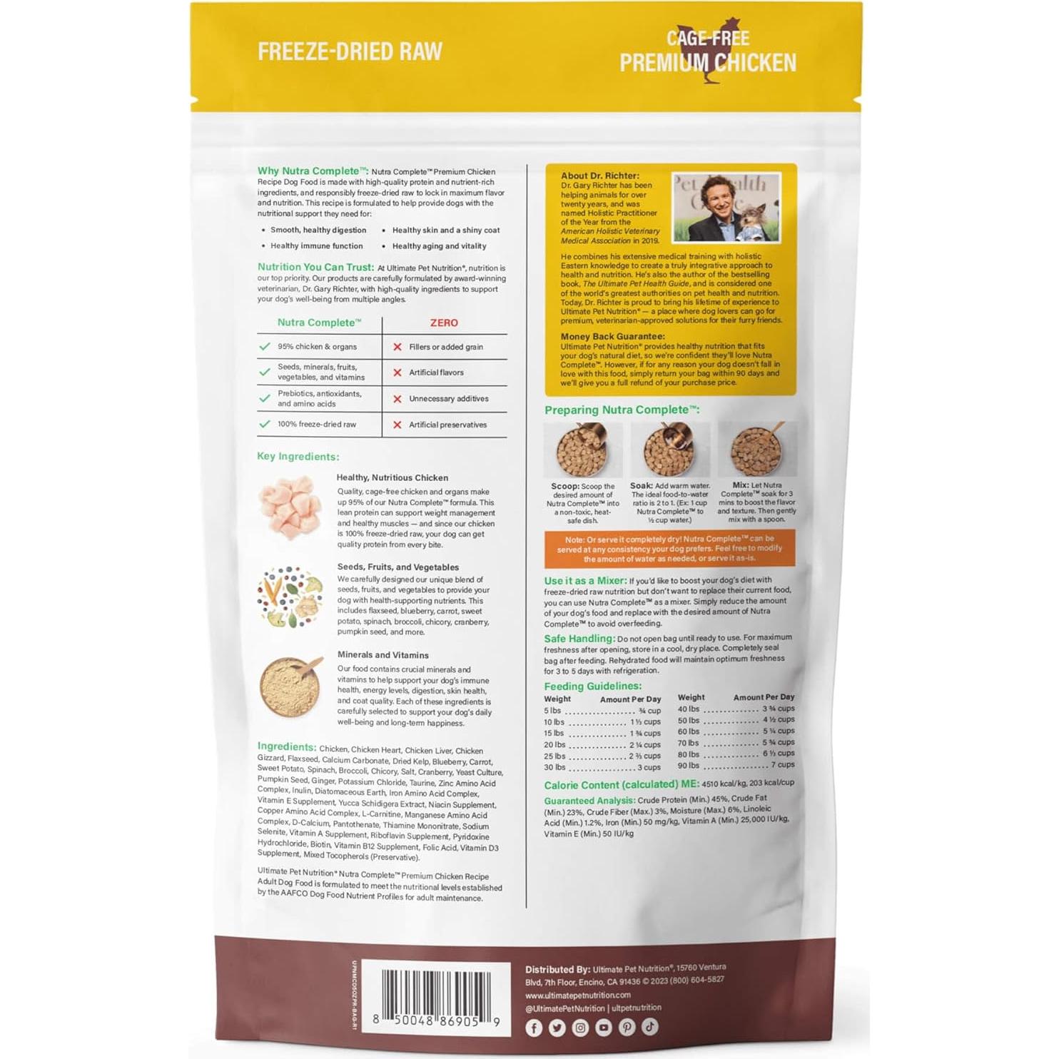 Comida Cruda Liofilizada para Perros Nutra Complete 142g Pollo