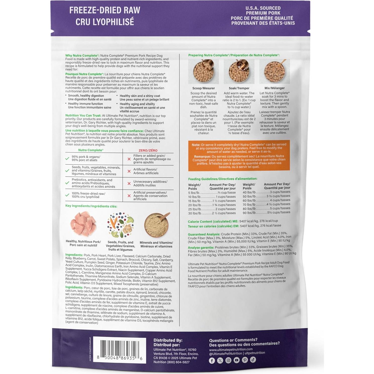 Comida Liofilizada para Perros Nutra Completo 0.45kg Cerdo