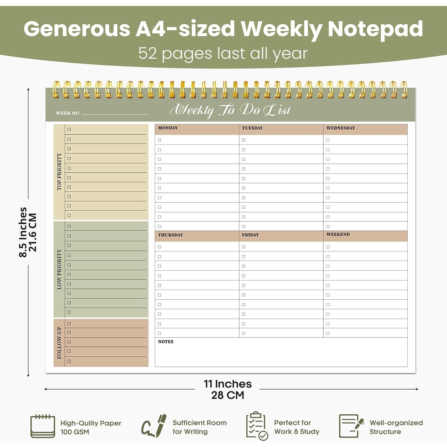 Bloc de Notas Semanal No Fechado ZOTIA A4 52 Hojas