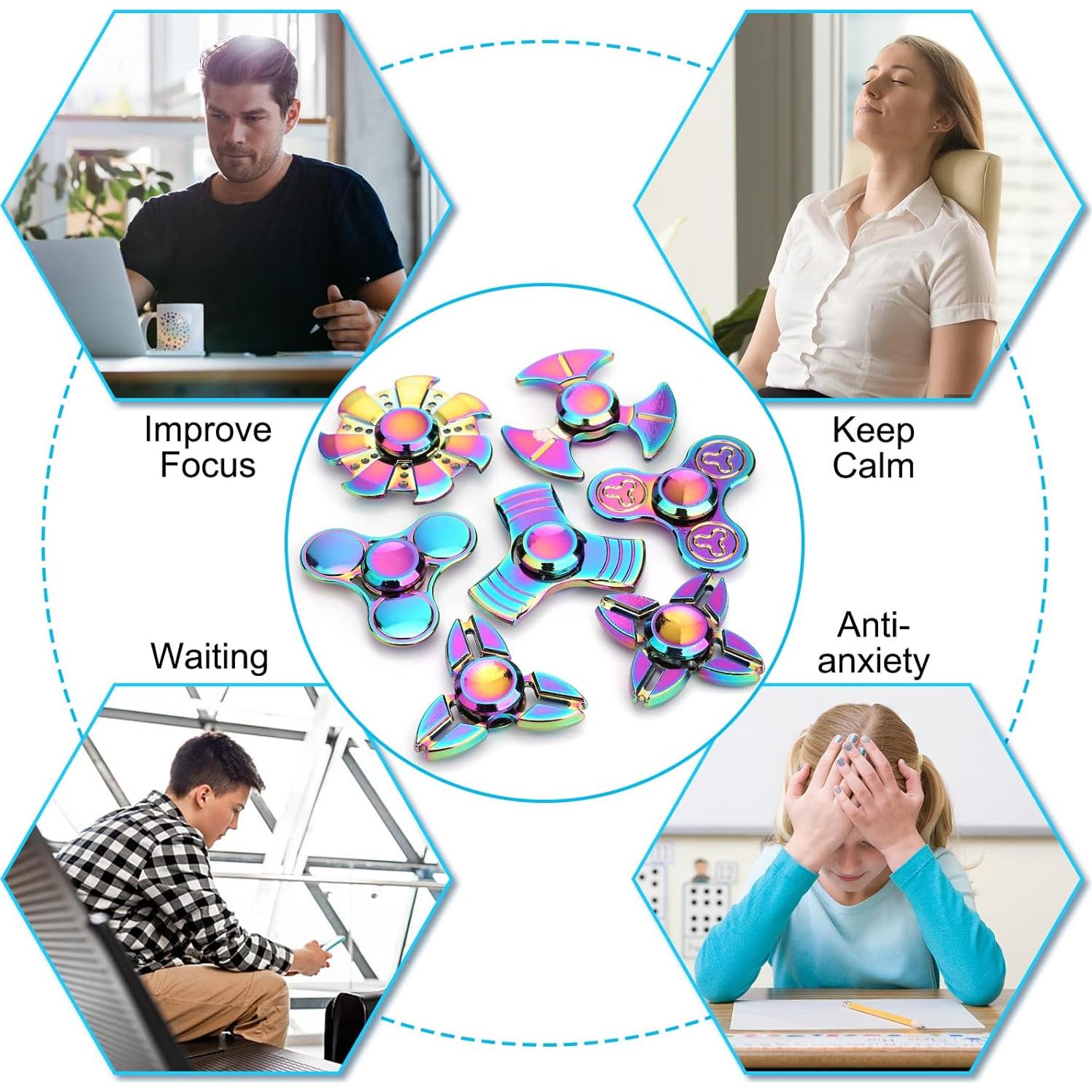 Paquete de 7 Spinners Antiestrés LNCOJOLM Juguetes de Mano