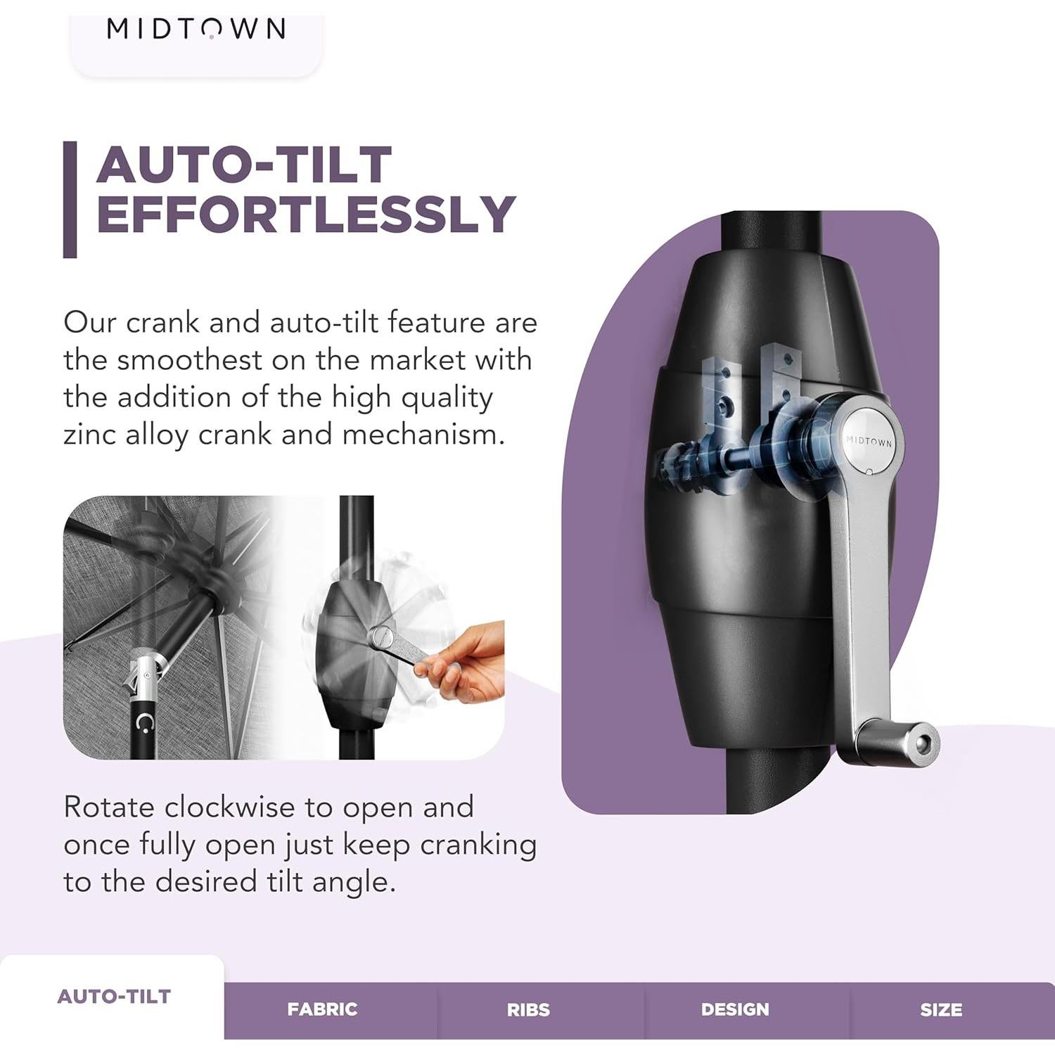 Sombrilla Midtown 274 cm Aluminio Inclinación Automática