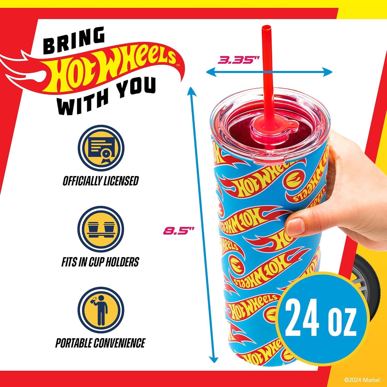 Vaso Aislado Dragon Glassware Hot Wheels 710 ml con Pajilla