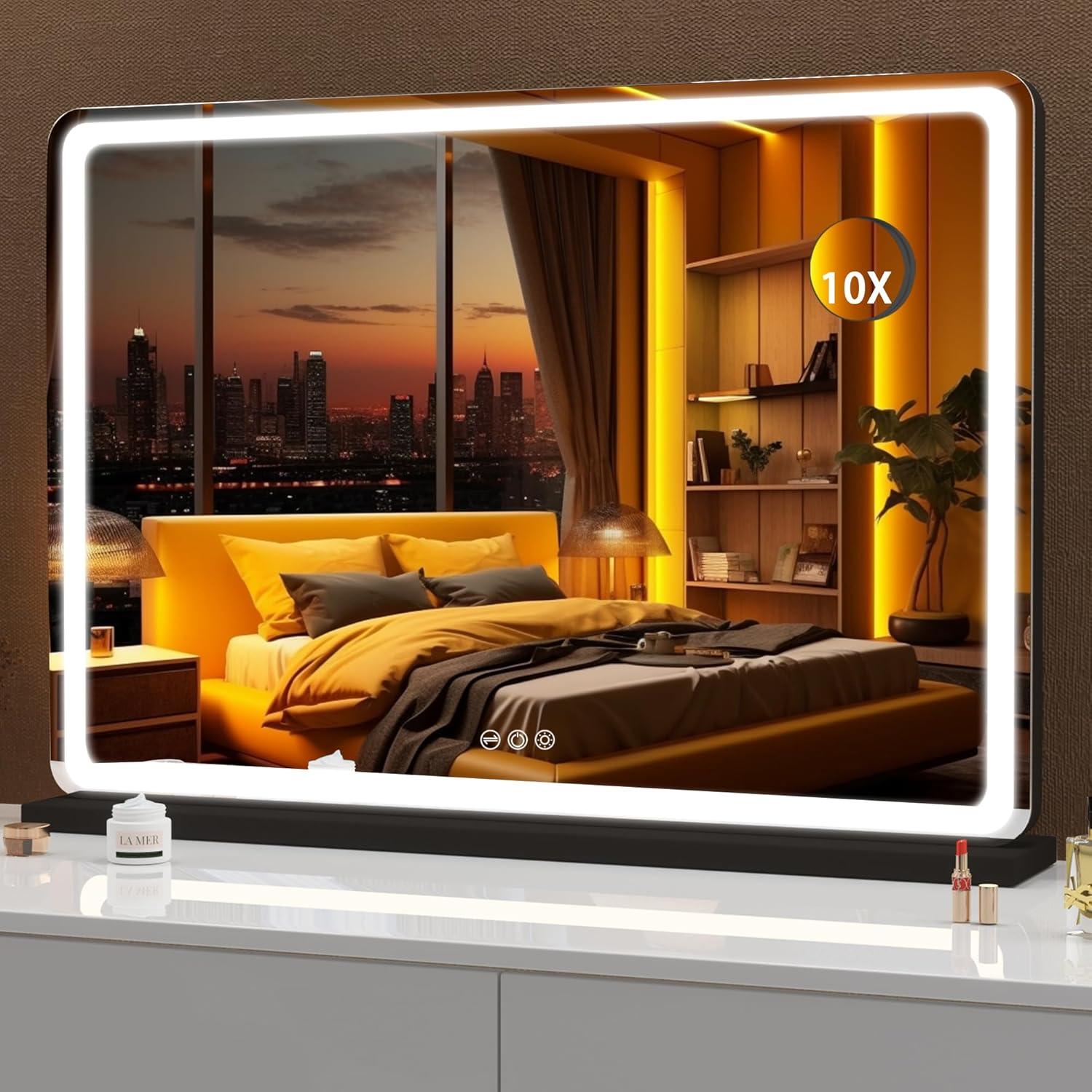 Espejo de tocador Hasipu LED 80x56 cm con 3 modos y control táctil