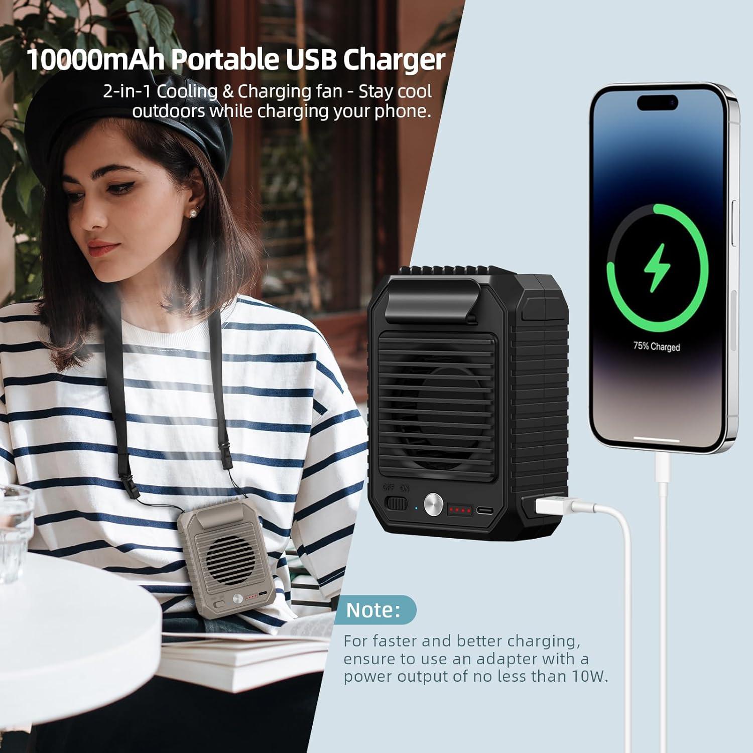 Ventilador Portátil Clip de Cintura CIVPOWER 10000mAh 3 Velocidades