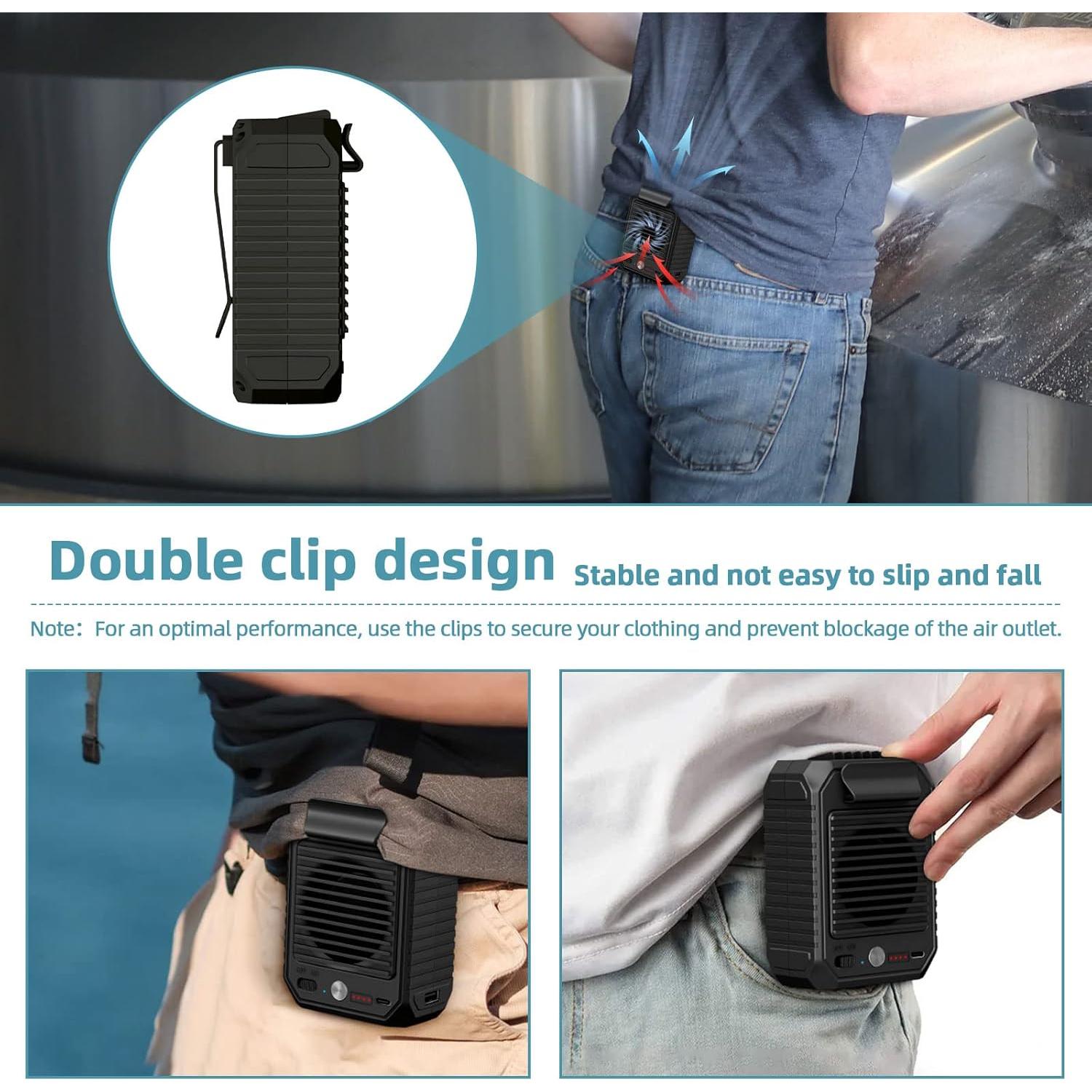 Ventilador Portátil Clip de Cintura CIVPOWER 10000mAh 3 Velocidades
