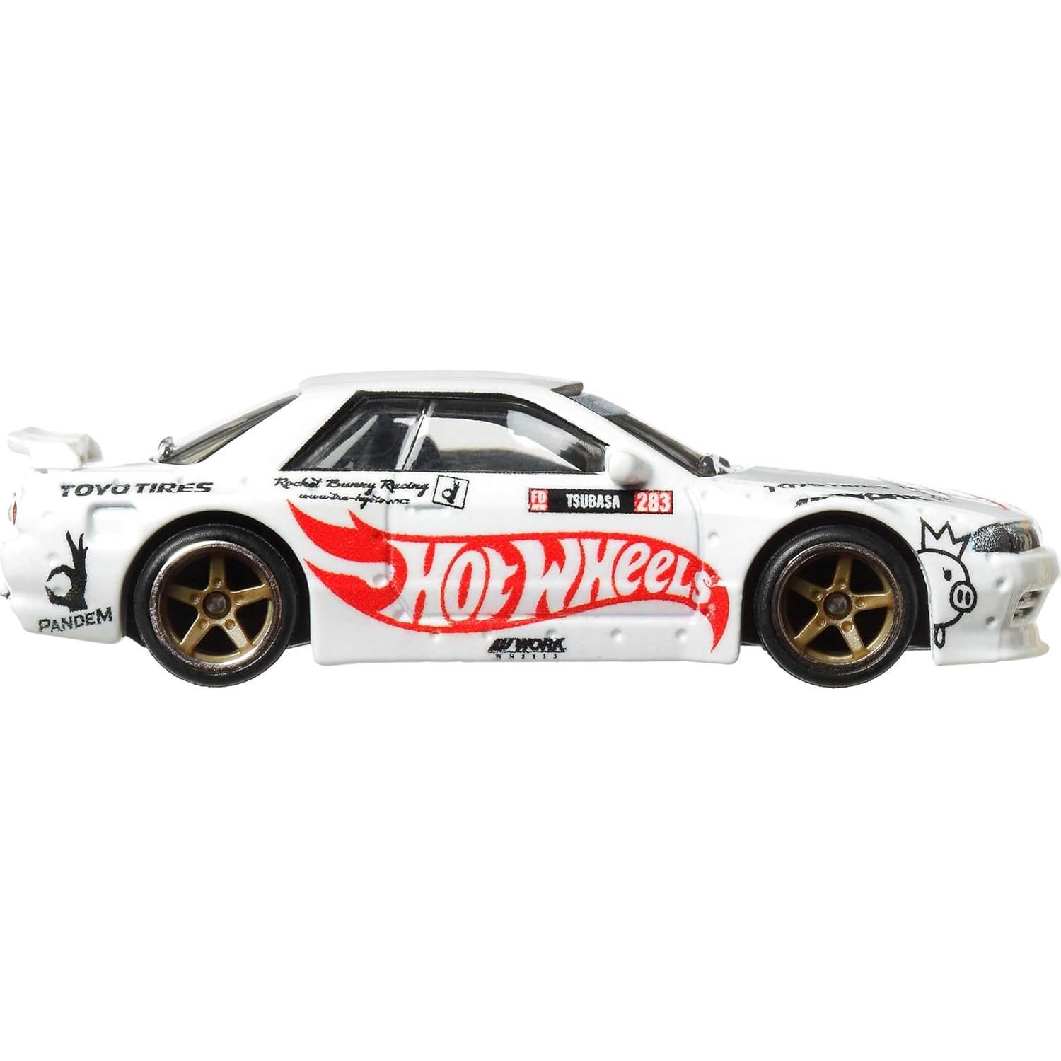 Premium Car Culture Collectible Toy Car, 1:64 Scale Die-Cast Nissan Skyline GT-R (R32) Pandem, Modern Classics Vehicle with Real Riders Tires