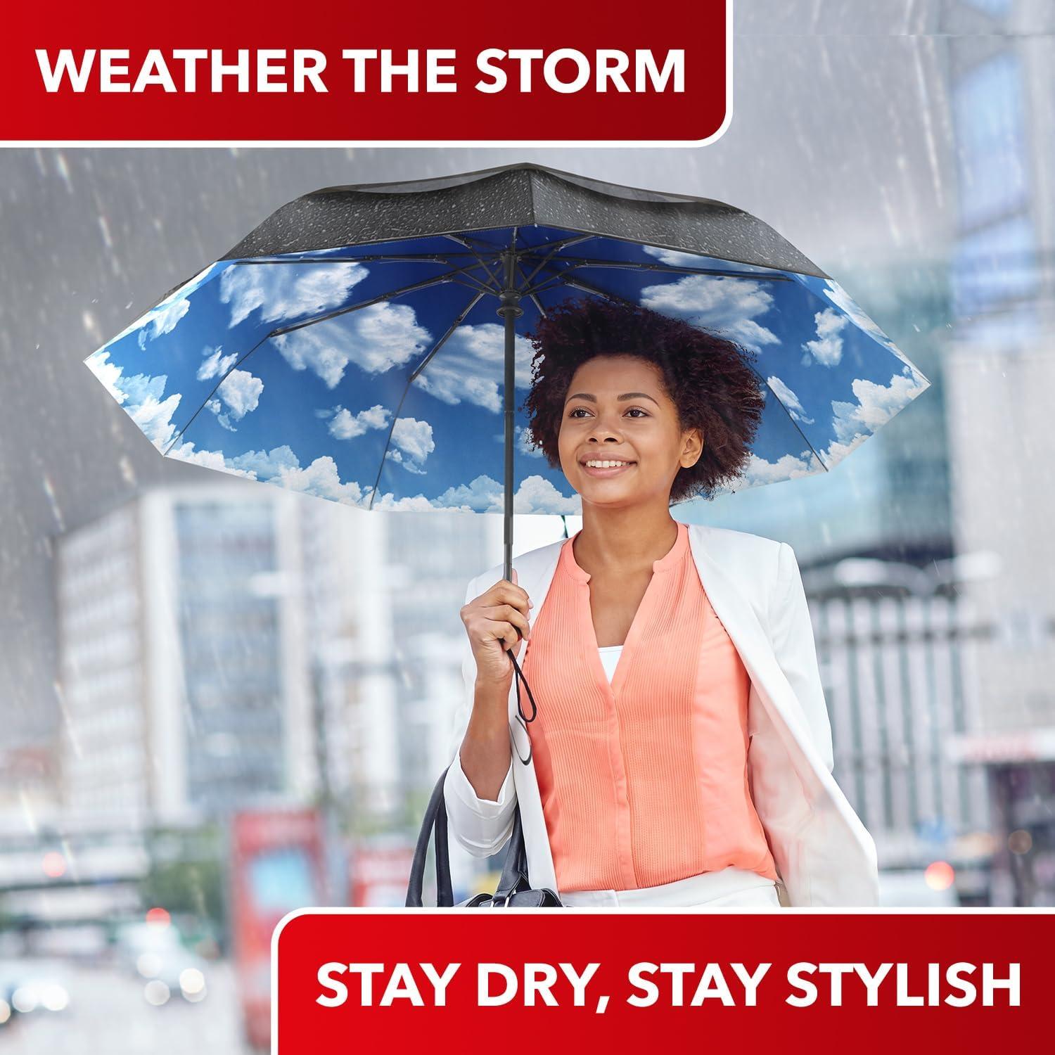 Paraguas Compacto Automático Upper Echelon Azul Cielo