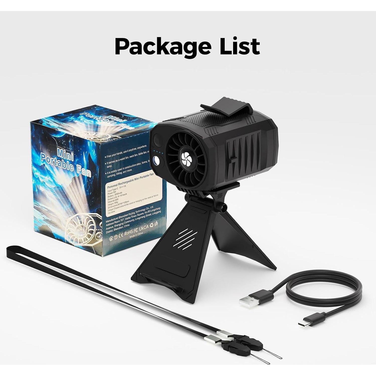 Ventilador Personal Portátil FlarePoint FS-09 con Clip y Luz LED