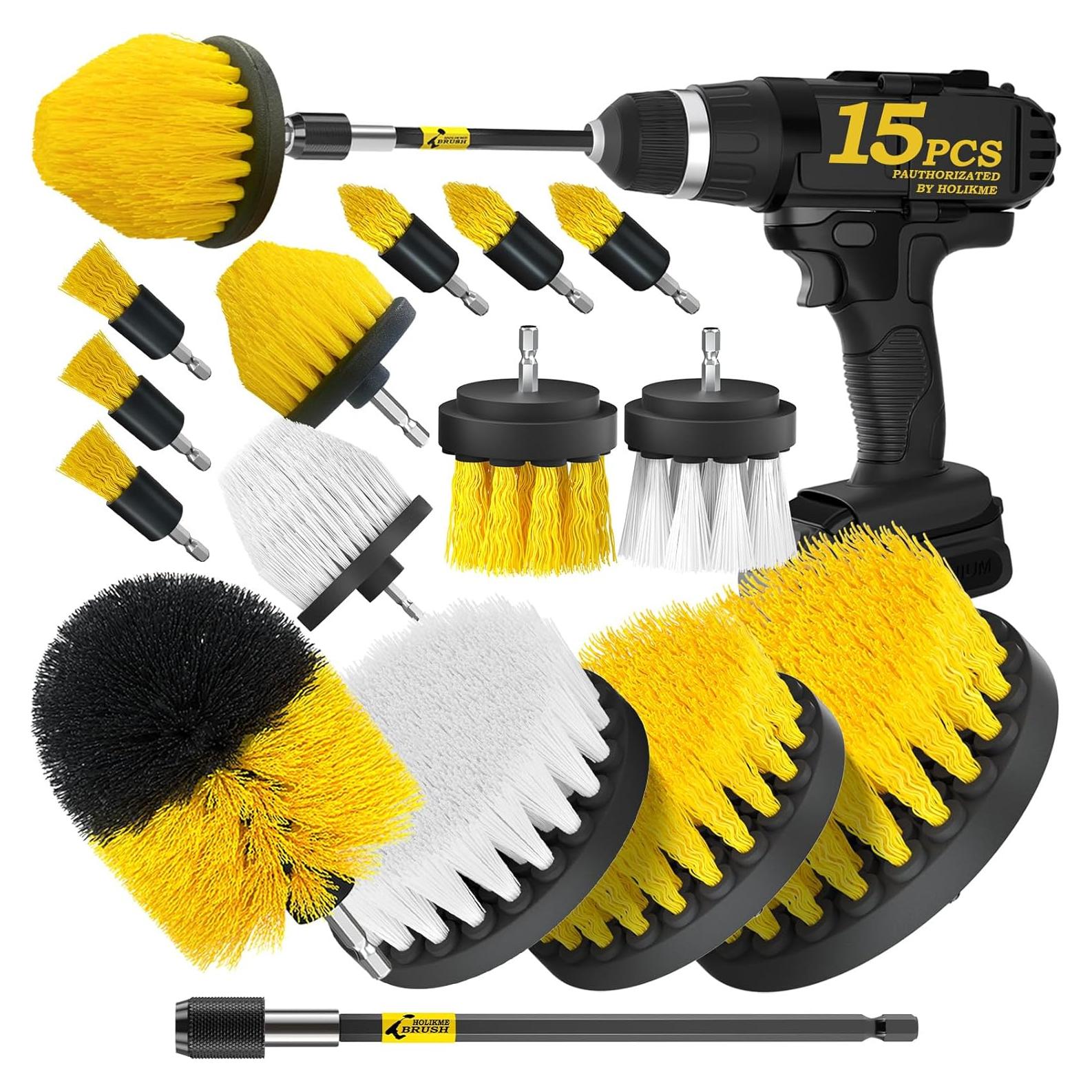 Juego de Accesorios de Cepillo de Taladro Holikme 15 Piezas