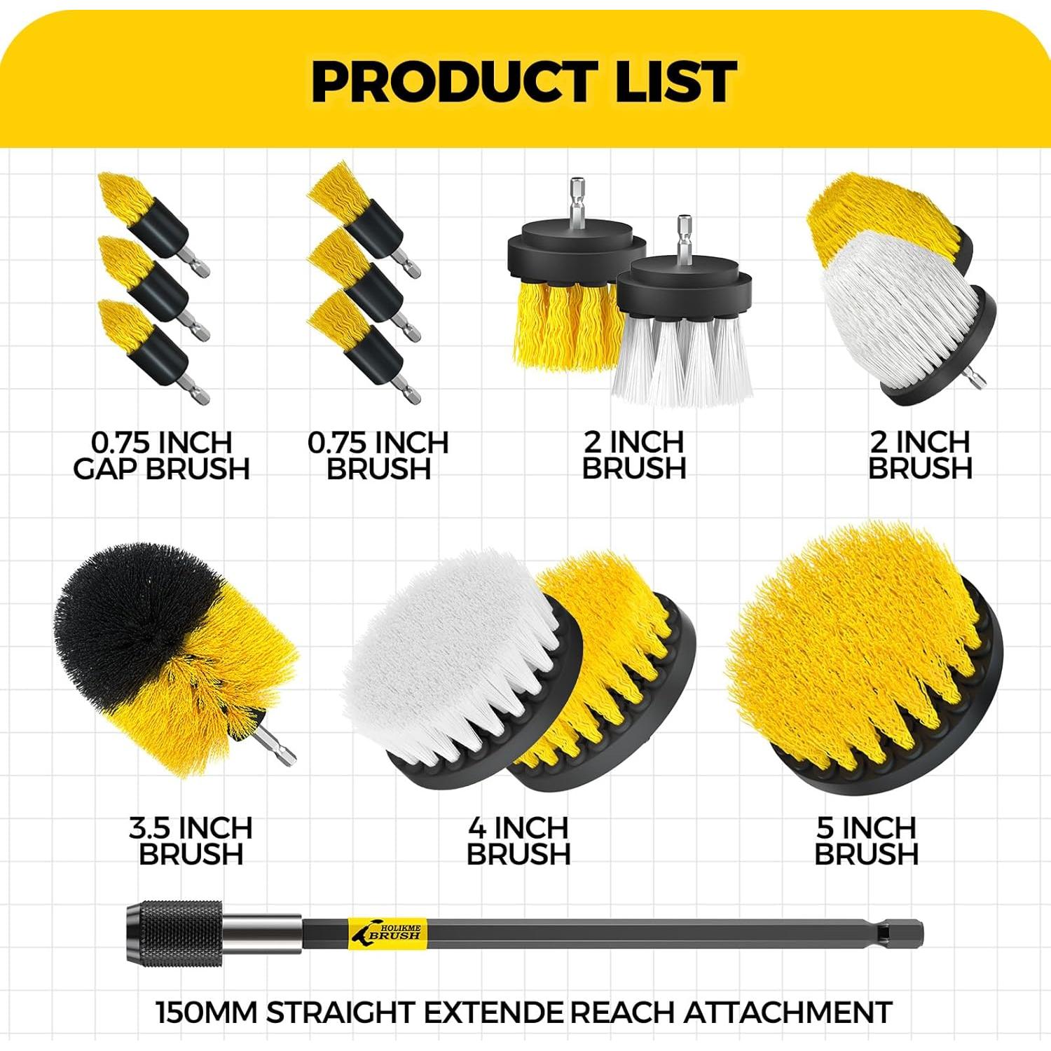 Juego de Accesorios de Cepillo de Taladro Holikme 15 Piezas