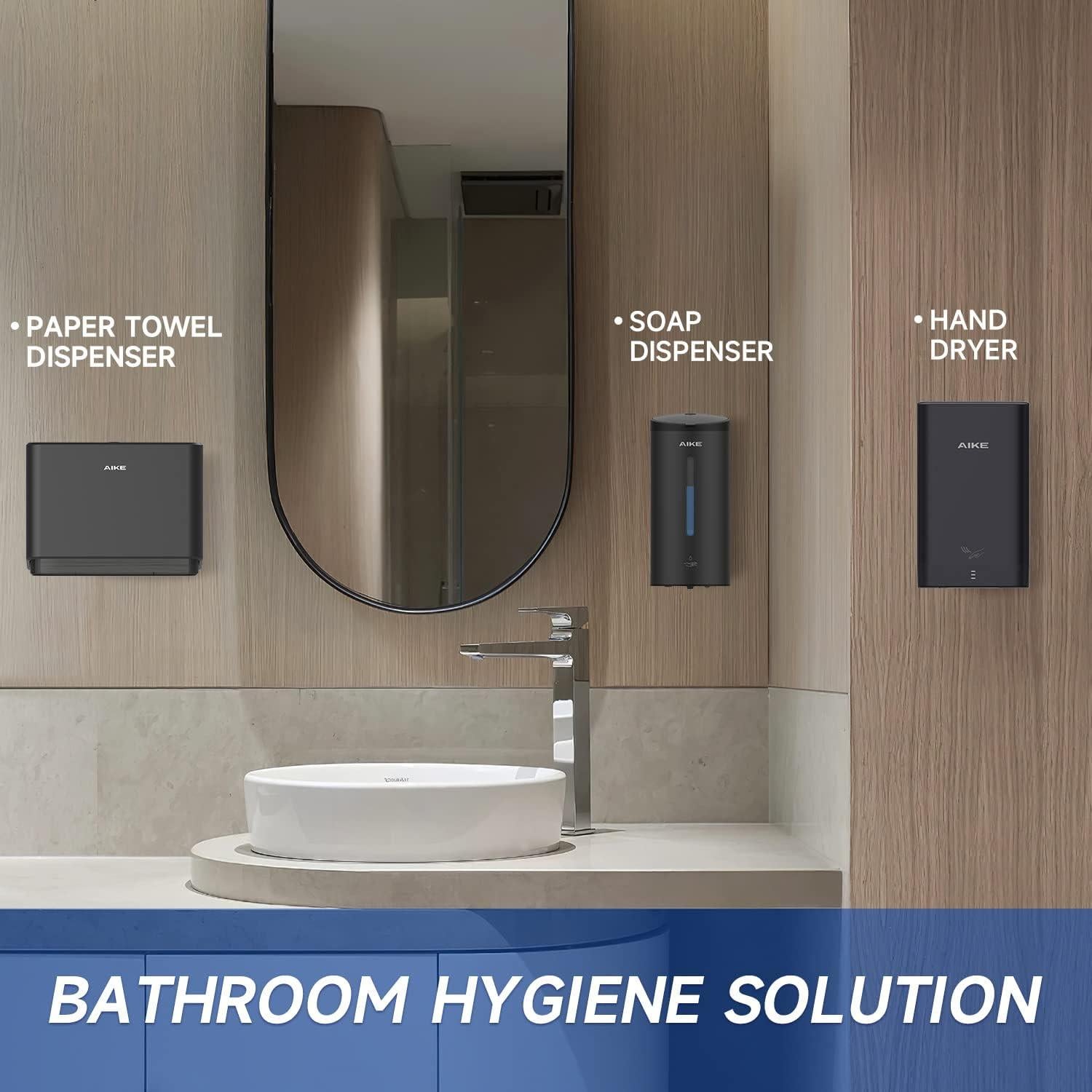 Secador de manos AIKE AK2822 negro montado en superficie 110V