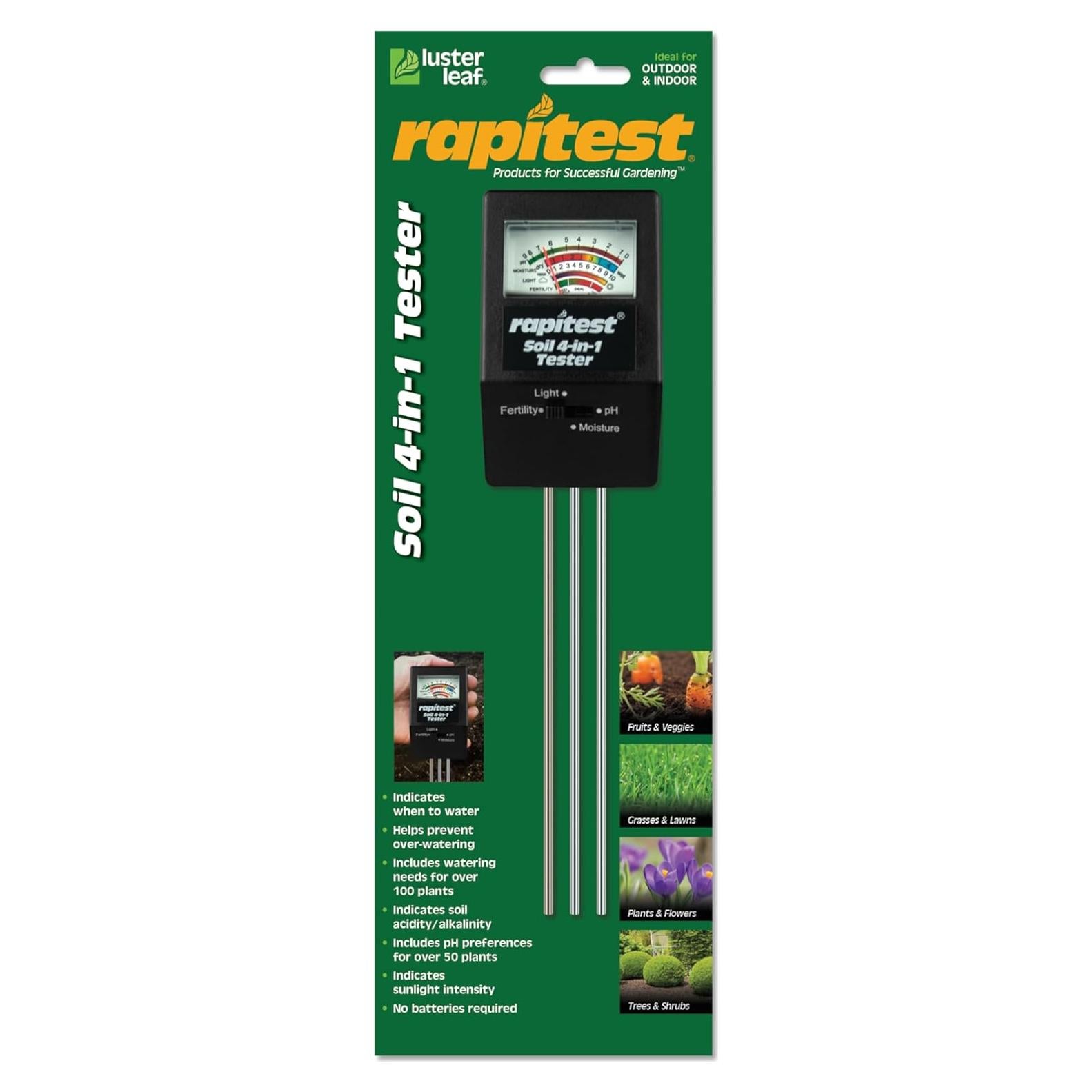 Medidor 4-en-1 Luster Leaf 1818 pH Humedad Luz Suelo
