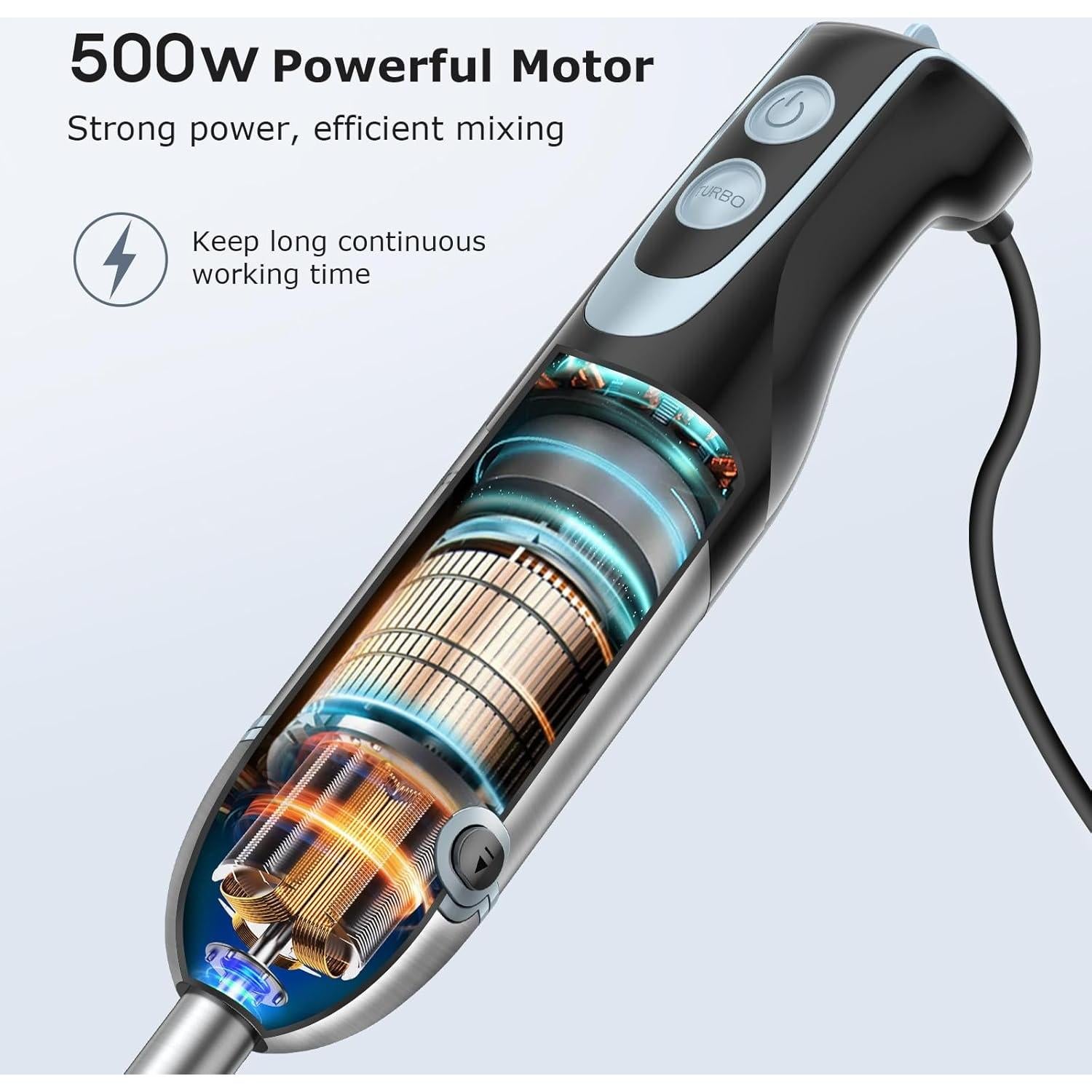 Batidora de Inmersión FRESKO 500W con Vaso 700ml y 12 Velocidades