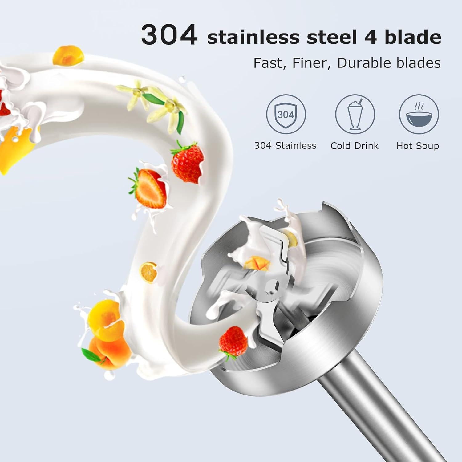 Batidora de Inmersión FRESKO 500W con Vaso 700ml y 12 Velocidades