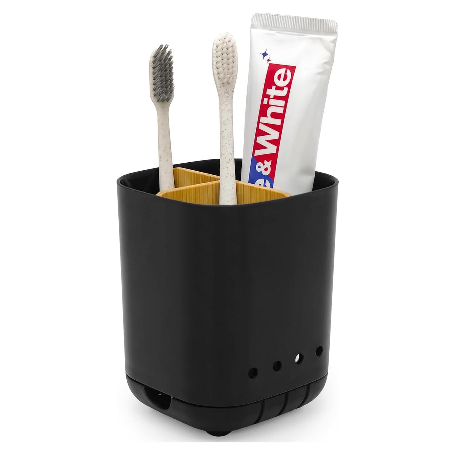 Soporte para Cepillos de Dientes Scartink Negro 3 Compartimentos