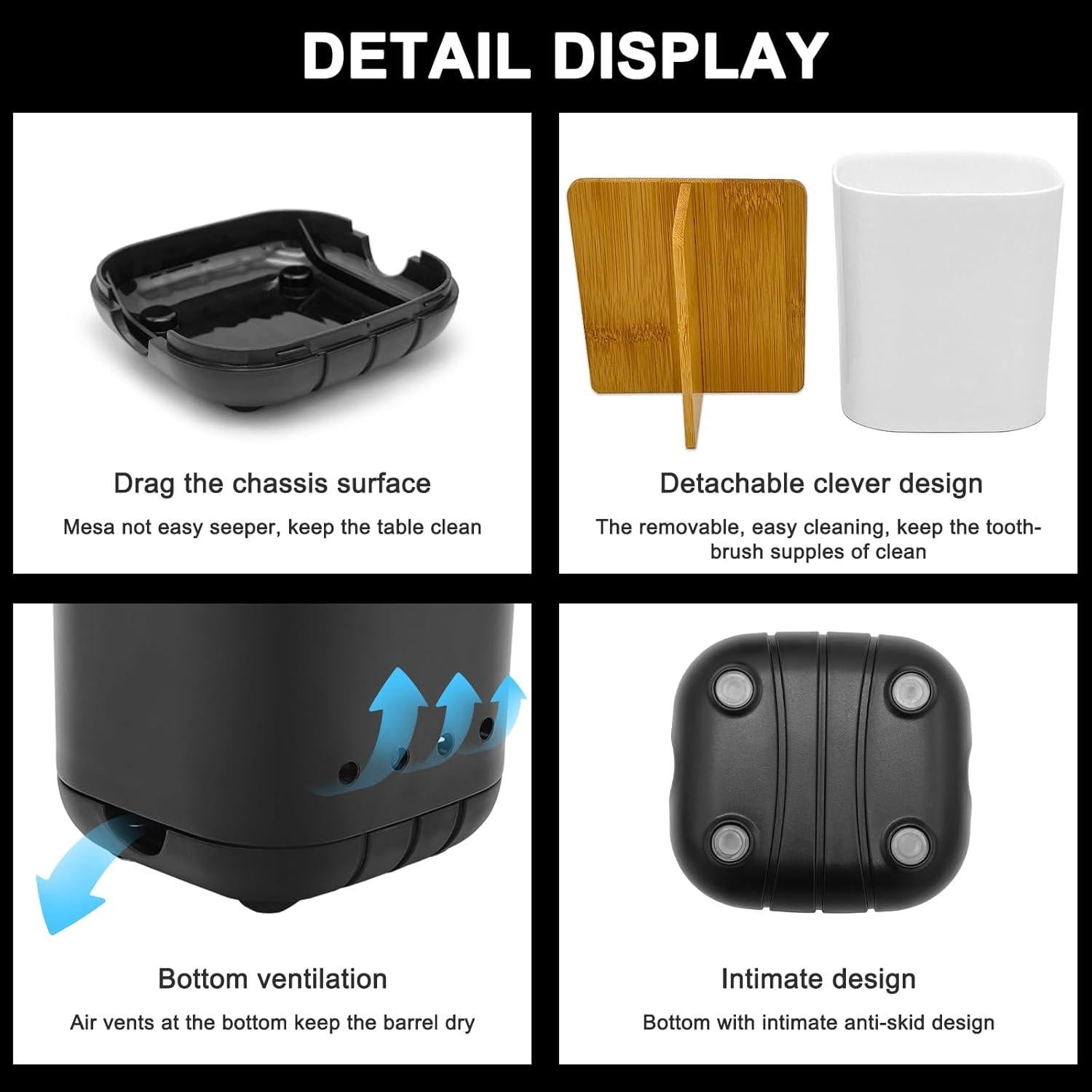 Soporte para Cepillos de Dientes Scartink Negro 3 Compartimentos