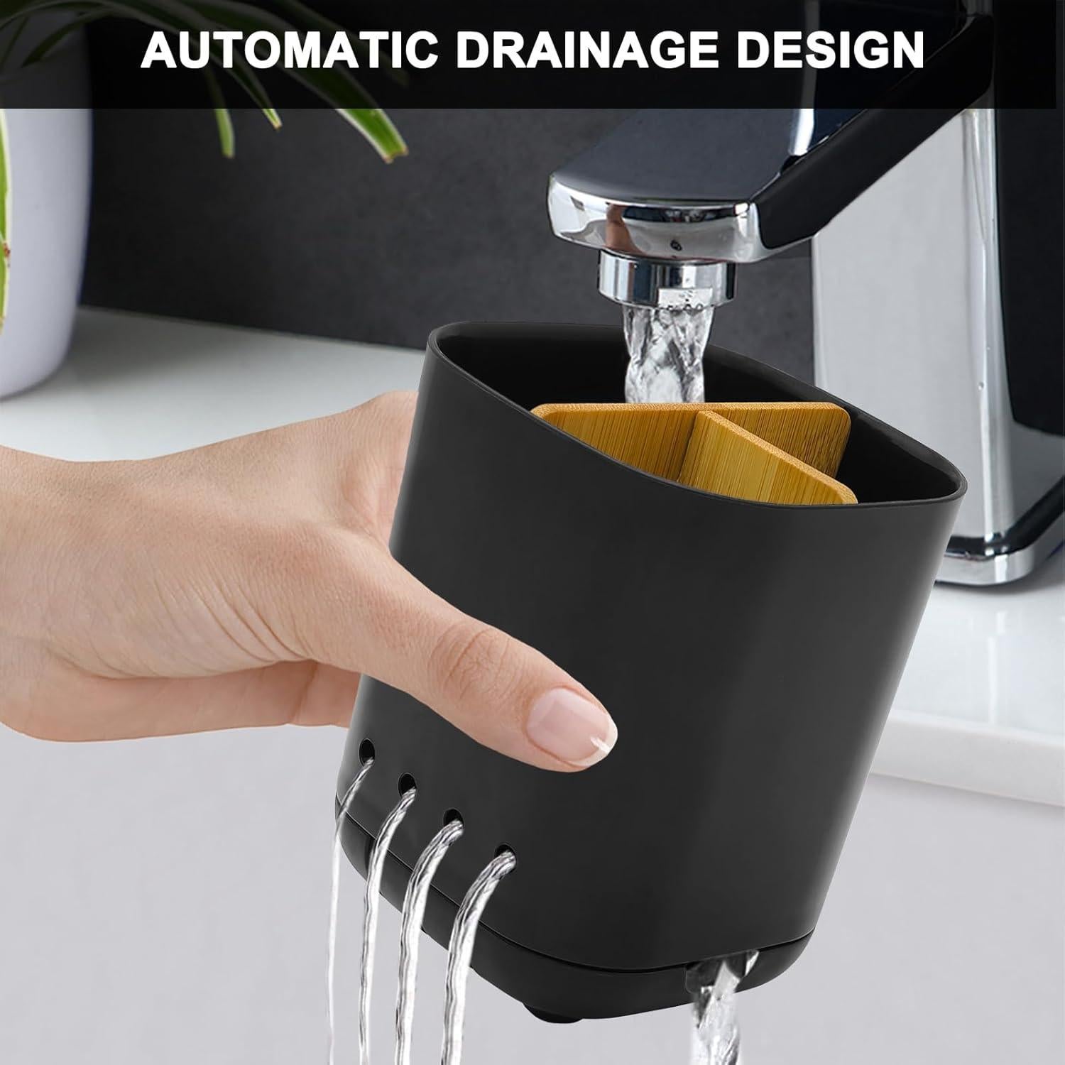 Soporte para Cepillos de Dientes Scartink Negro 3 Compartimentos