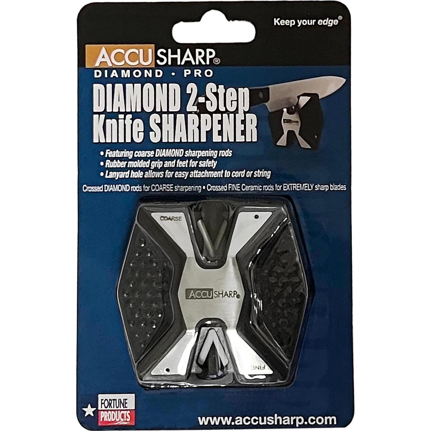 Afilador de cuchillos AccuSharp Diamond Pro 2 pasos negro