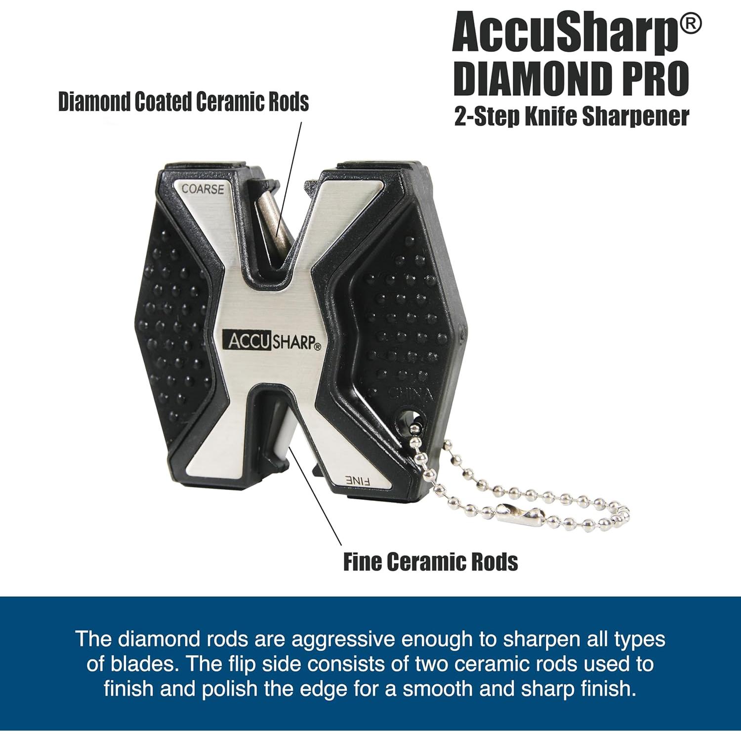 Afilador de cuchillos AccuSharp Diamond Pro 2 pasos negro