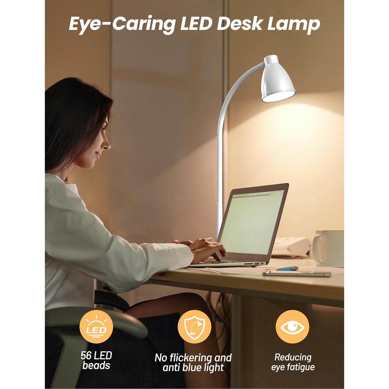 Lámpara de Escritorio LED BOHON BDL10WWH con USB y 3 Modos