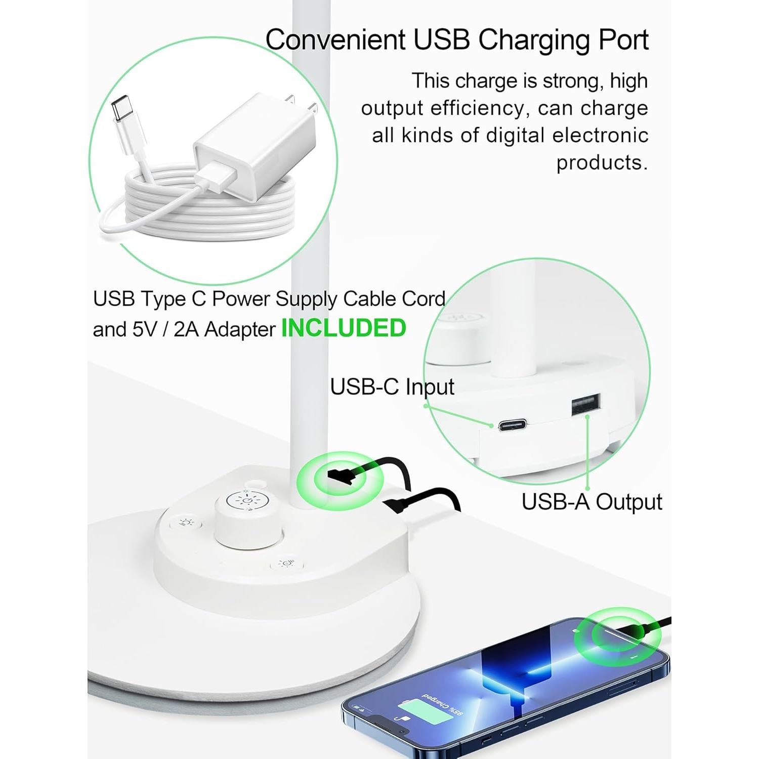 Lámpara de Escritorio LED BOHON BDL10WWH con USB y 3 Modos