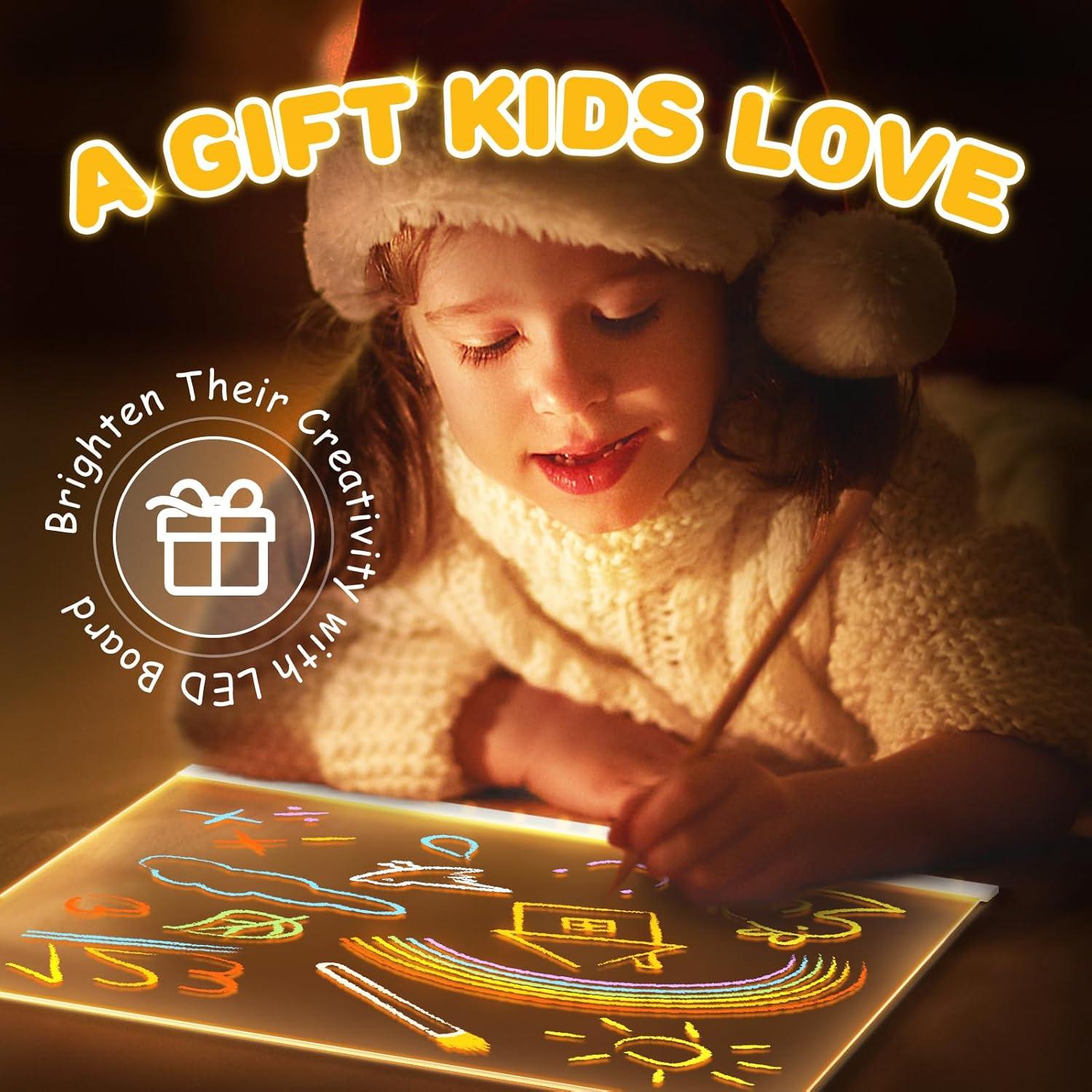 Tablero de Notas LED Woyuosn 20x20cm Multicolor con 7 Marcadores